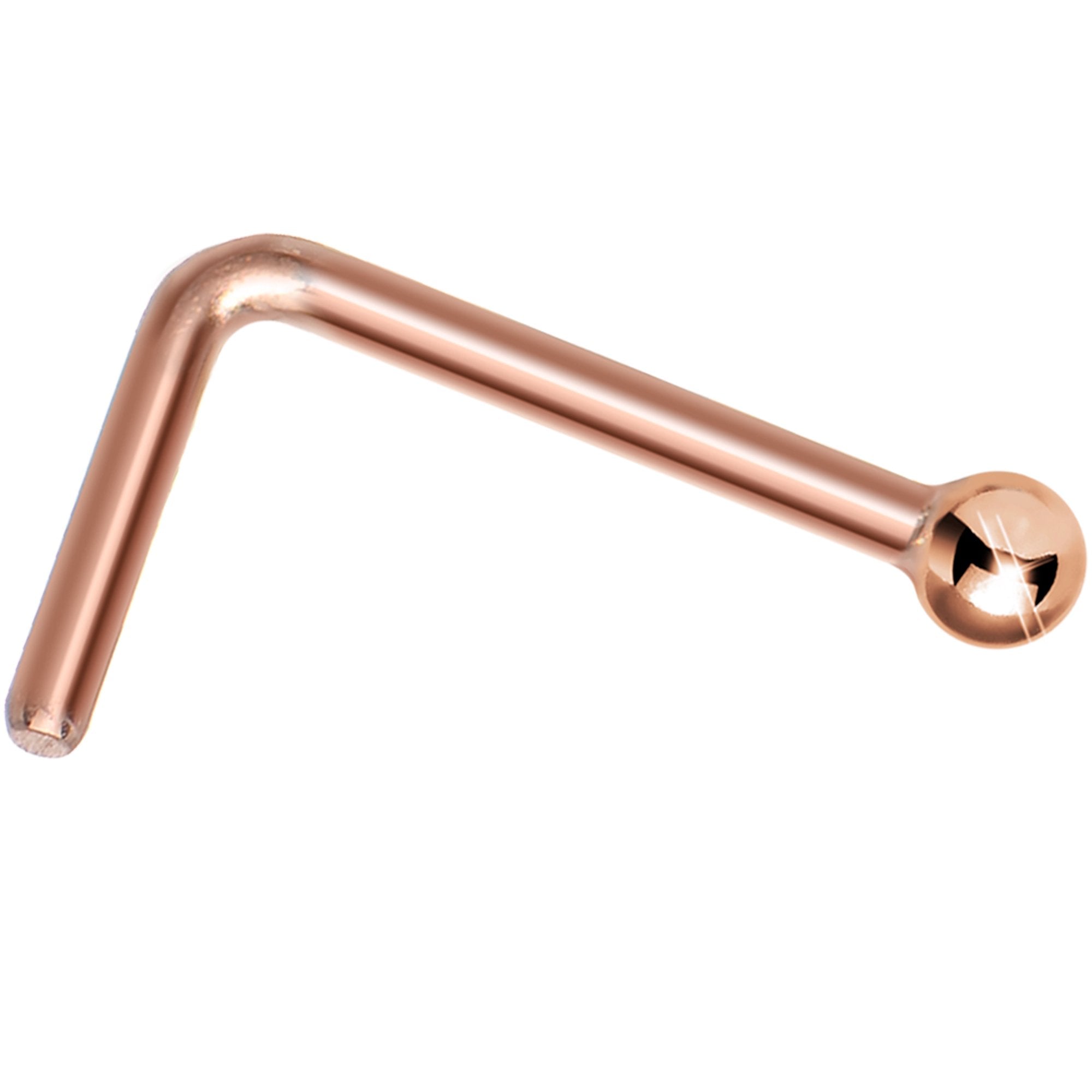 14KT Rose Gold 1.5mm Ball Nose Ring Nose Bone 18 Gauge