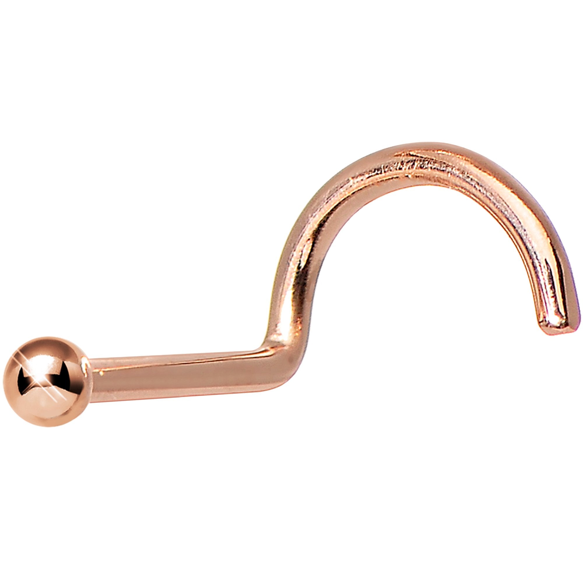 Solid 14KT Rose Gold 1.5mm Ball Nose Ring 20 Gauge Nose Bone