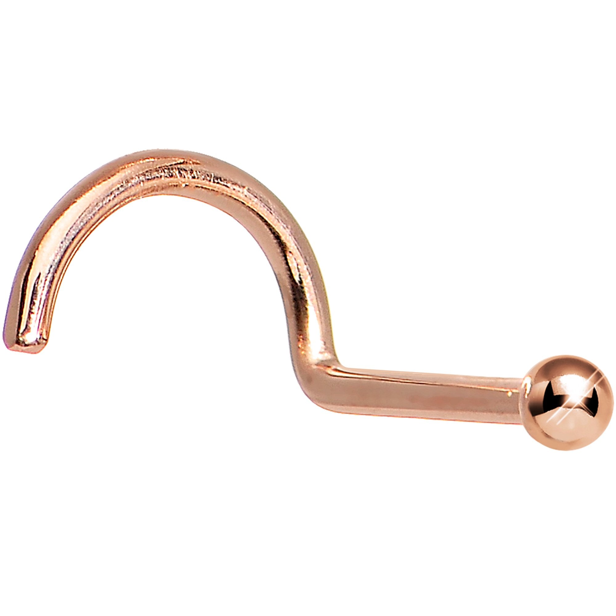 Solid 14K Rose Gold 1.5mm Ball Nose Ring