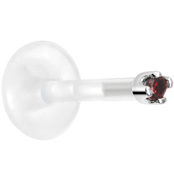 Solid 14K White Gold January 1.5mm CZ Bioplast Push in Labret Monroe