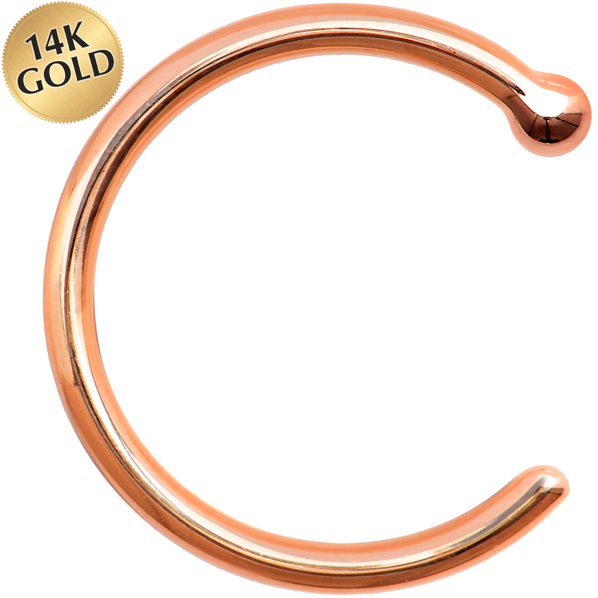 18G 5/16 Solid 14K Rose Gold Nose Hoop