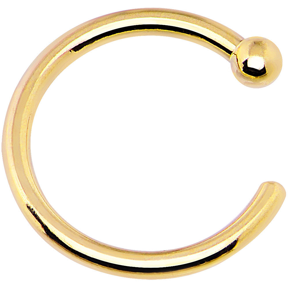 20 Gauge 1/4 14kt Solid Yellow Gold Nose Hoop