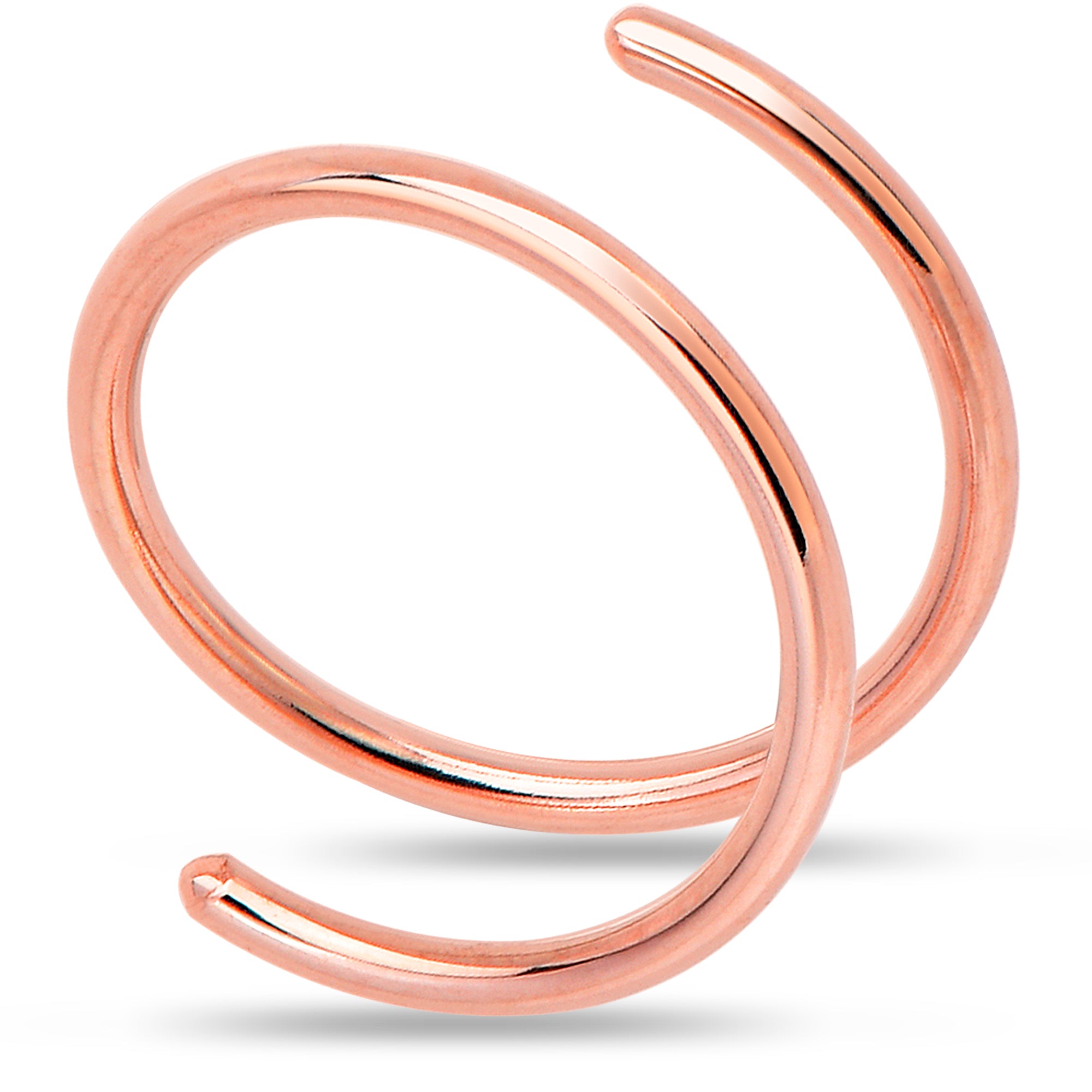 Double Hoop Nose 14k Rose Gold Filled Spiral Nose Ring (Select Your Size)