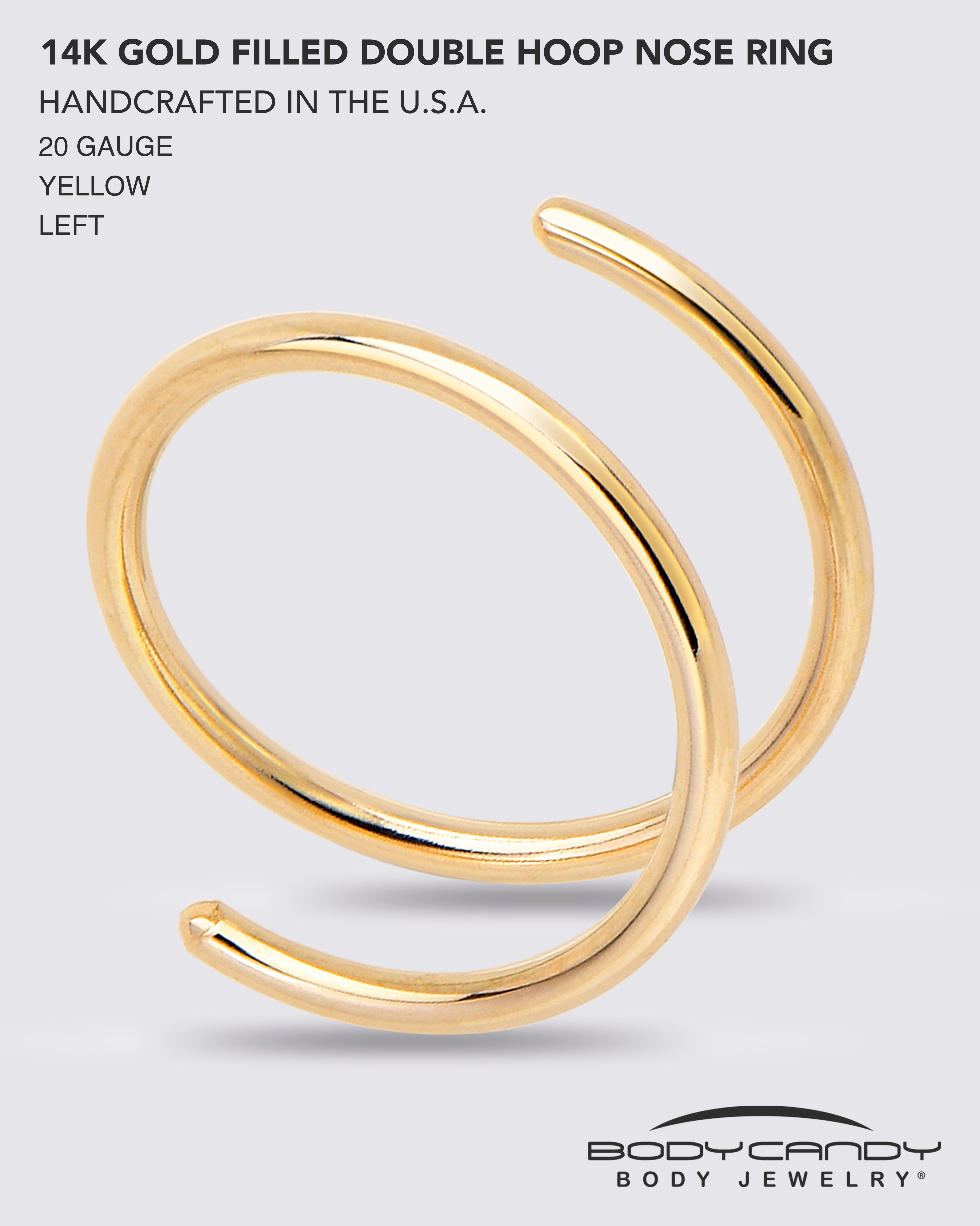 Double Hoop Nose 14k Yellow Gold Filled Spiral Nose Ring (Select Your Size)