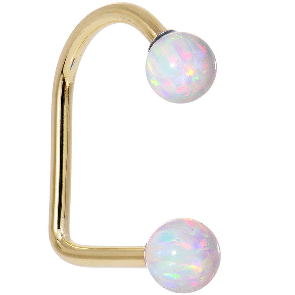 14k Yellow Gold Yellow 5mm Synthetic Opal Lippy Loop 14G 3/8