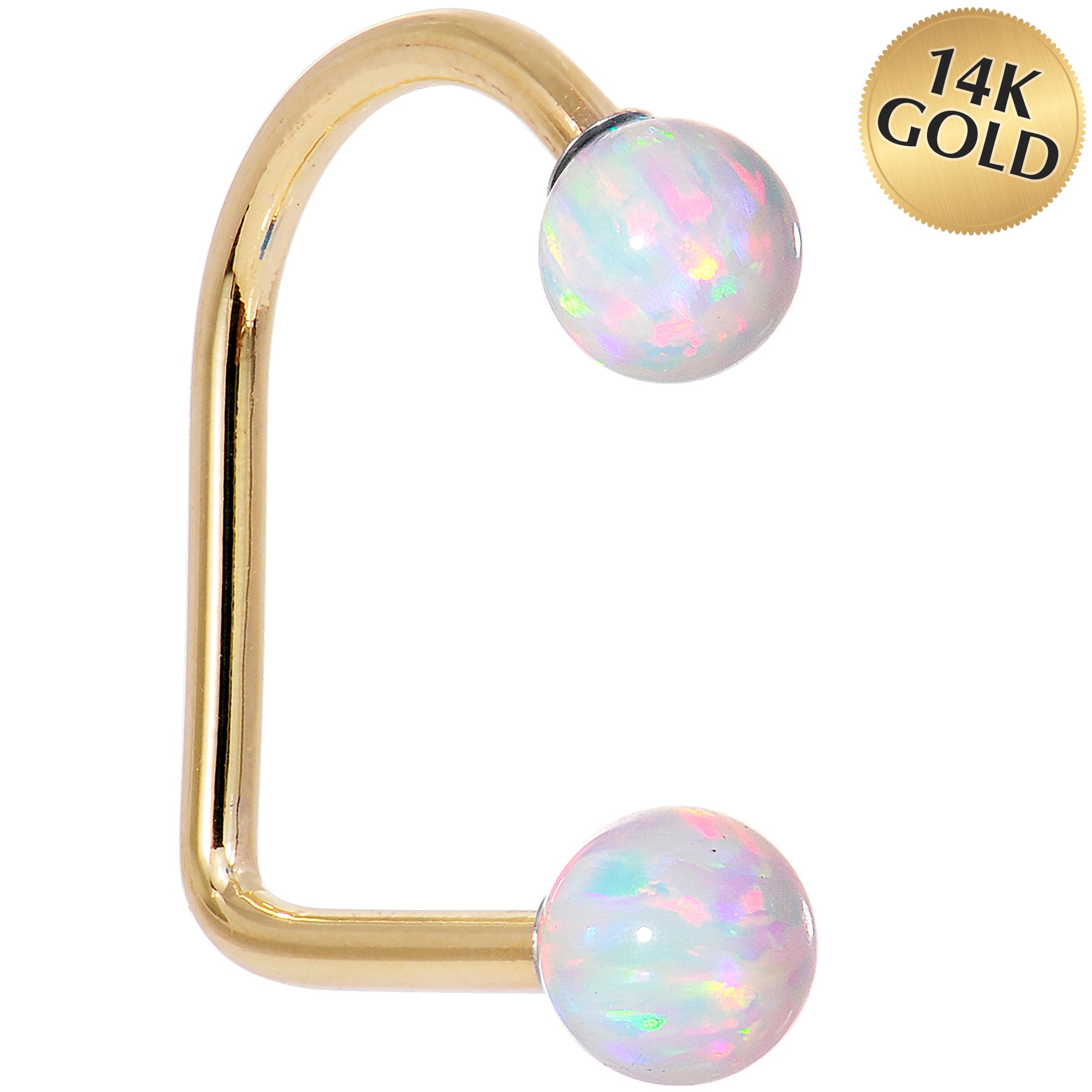 14k Yellow Gold Yellow 5mm Synthetic Opal Lippy Loop 14G 3/8