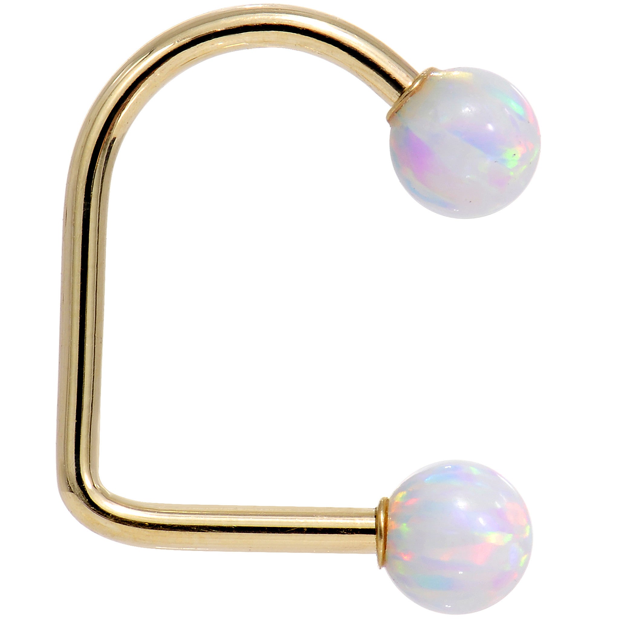 14k Yellow Gold Yellow 5mm Synthetic Opal Lippy Loop 14G 3/8