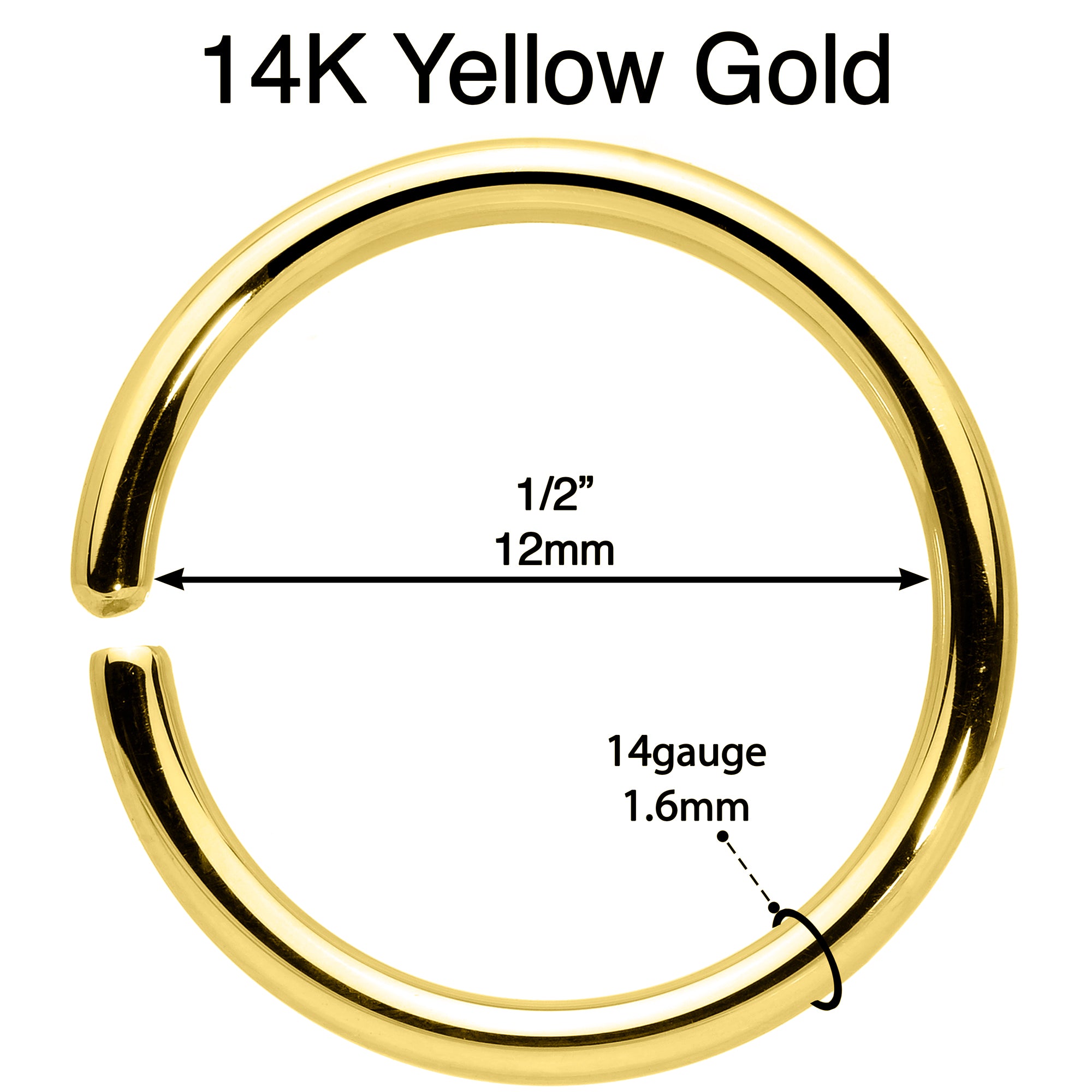 Solid 14k Yellow Gold 14 Gauge Seamless Circular Ring