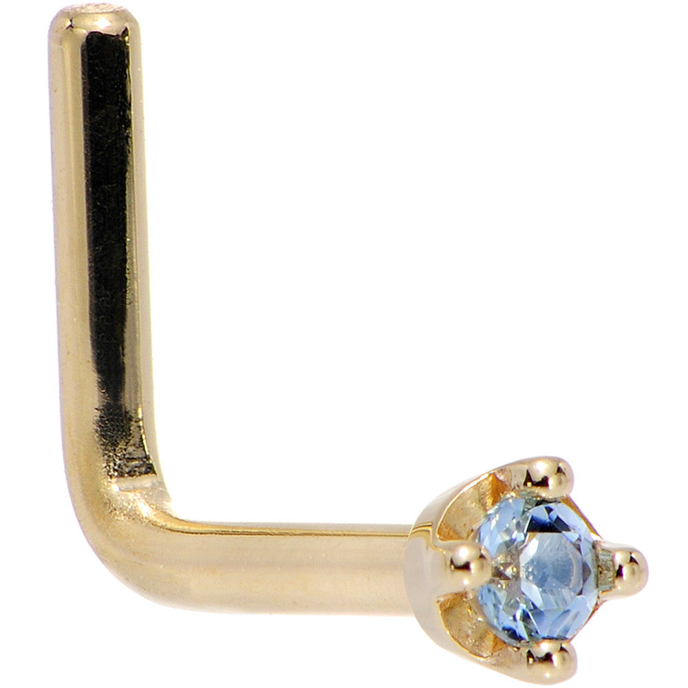 18KT Yellow Gold Nose Screw Nose Ring with Genuine Topaz