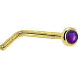 Solid 14KT Yellow Gold (February) 2mm Genuine Amethyst Nose Ring