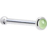 Solid 14KT White Gold (August) 2mm Genuine Peridot Nose Ring