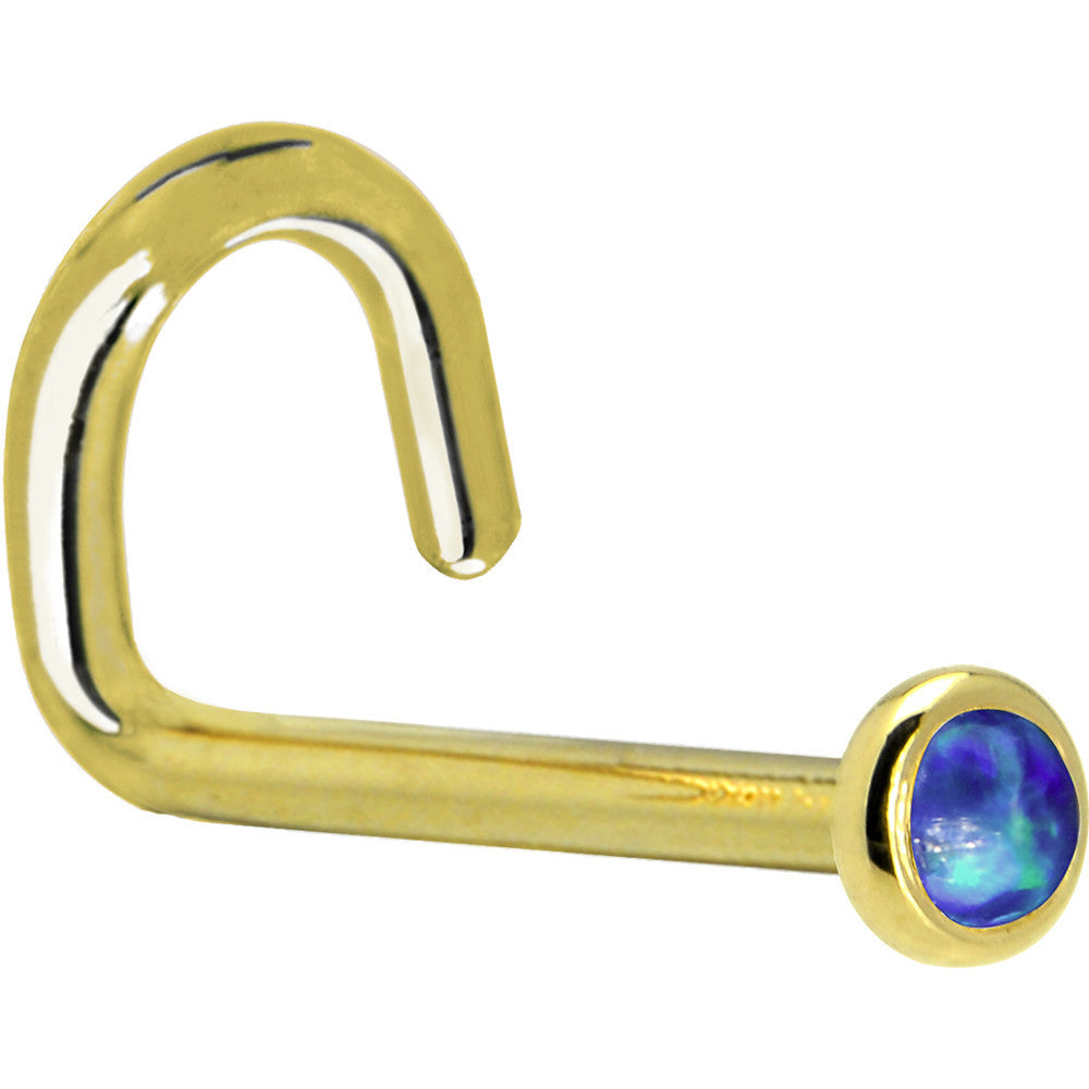 2mm Dark Blue Synthetic Opal Nose Ring 14KT Yellow Gold Nose Ring Options