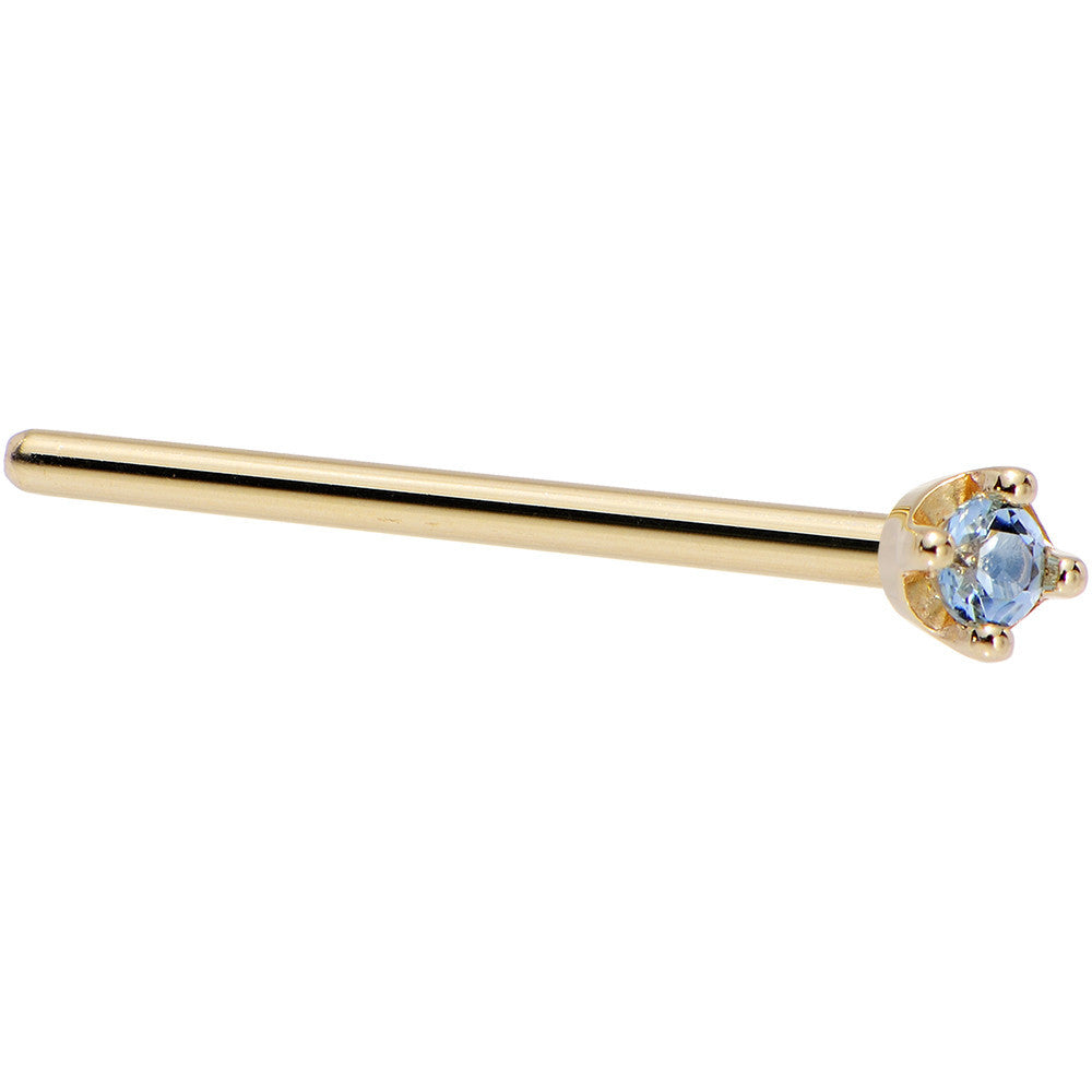 18KT Yellow Gold Nose Ring with December Birthstone Topaz in 18 Gauge and 20 Gauge