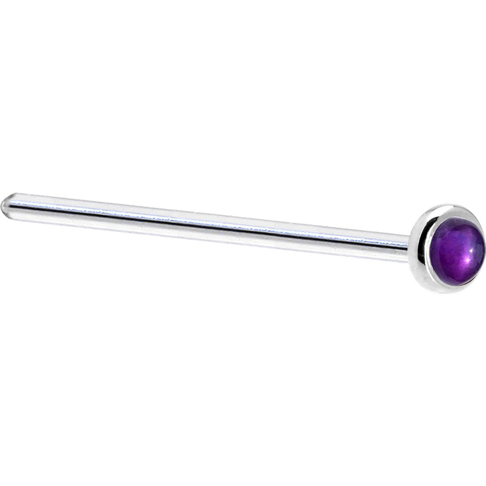 14KT White Gold 2mm Amethyst Nose Ring Nose Screw 20 Gauge