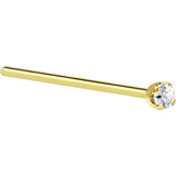 Solid 14KT Yellow Gold (April) 2mm Clear Cubic Zirconia Nose Ring