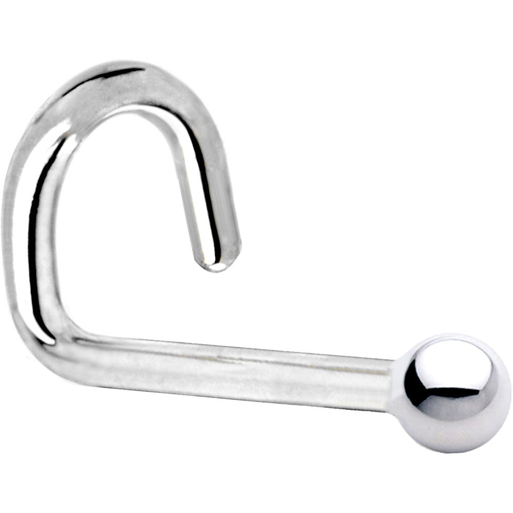 14KT White Gold 1.5mm Ball Nose Bone Nose Ring 18 Gauge