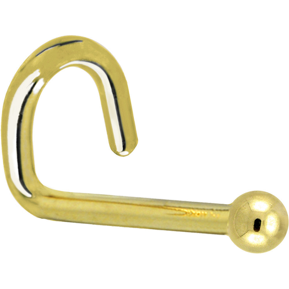 Solid 14KT Yellow Gold 1.5mm Ball Nose Ring