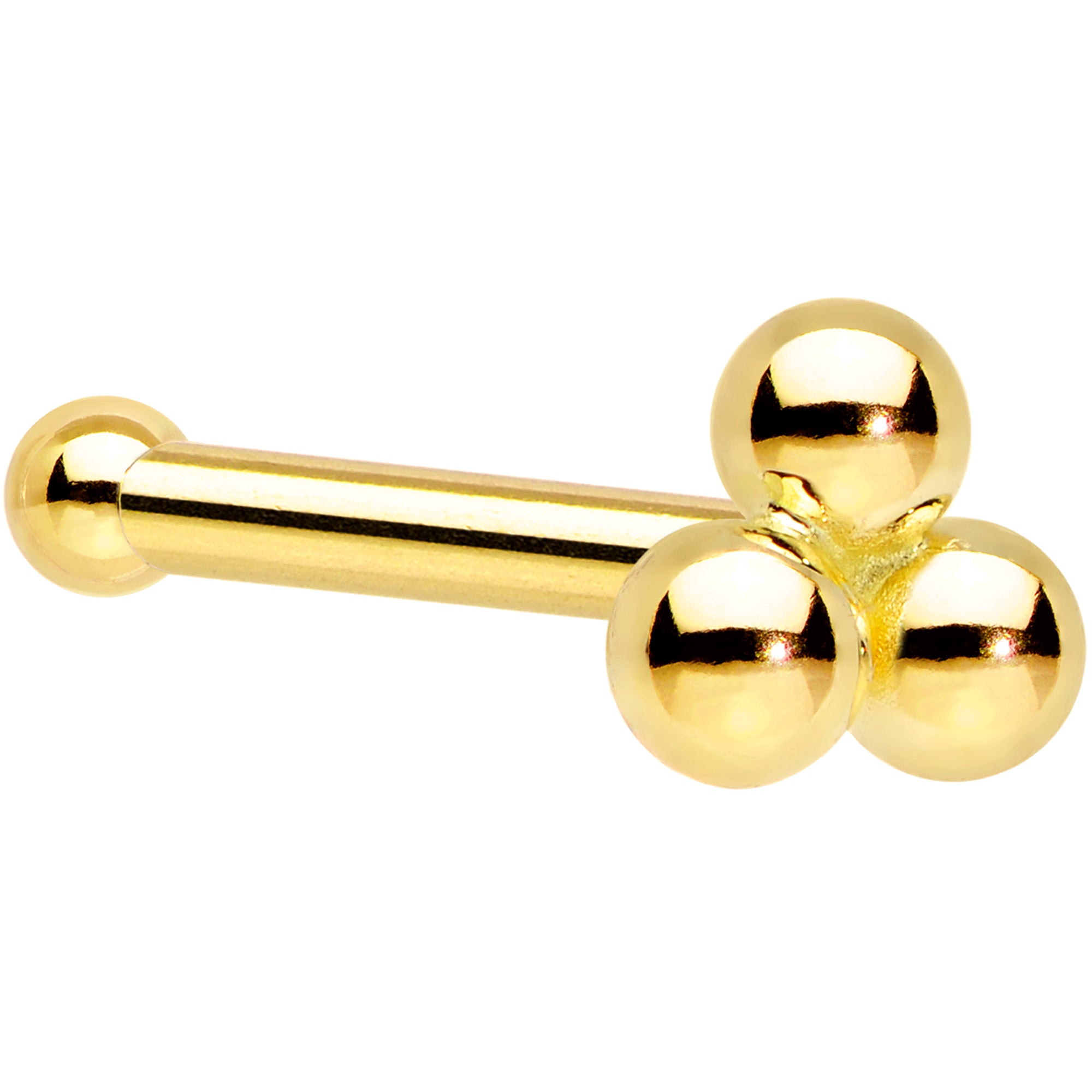 14k Yellow Gold 3mm Trinity Nose Ring