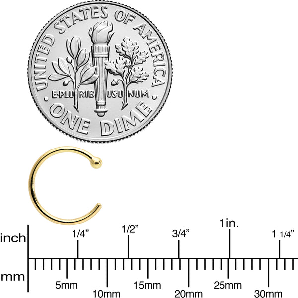 20 Gauge 5/16 Solid 18KT Yellow Gold Nose Hoop BodyCandy
