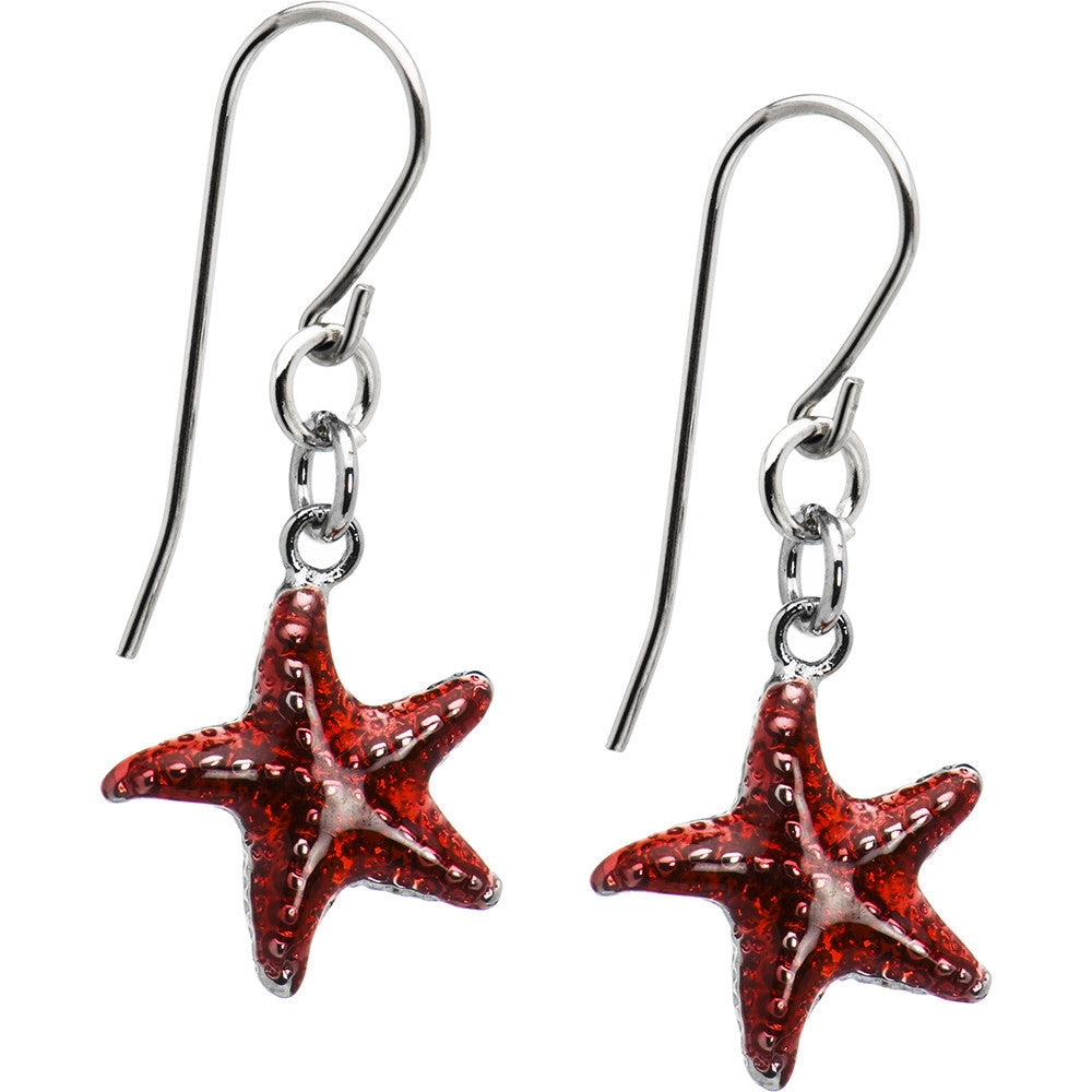 Red Starfish Earrings