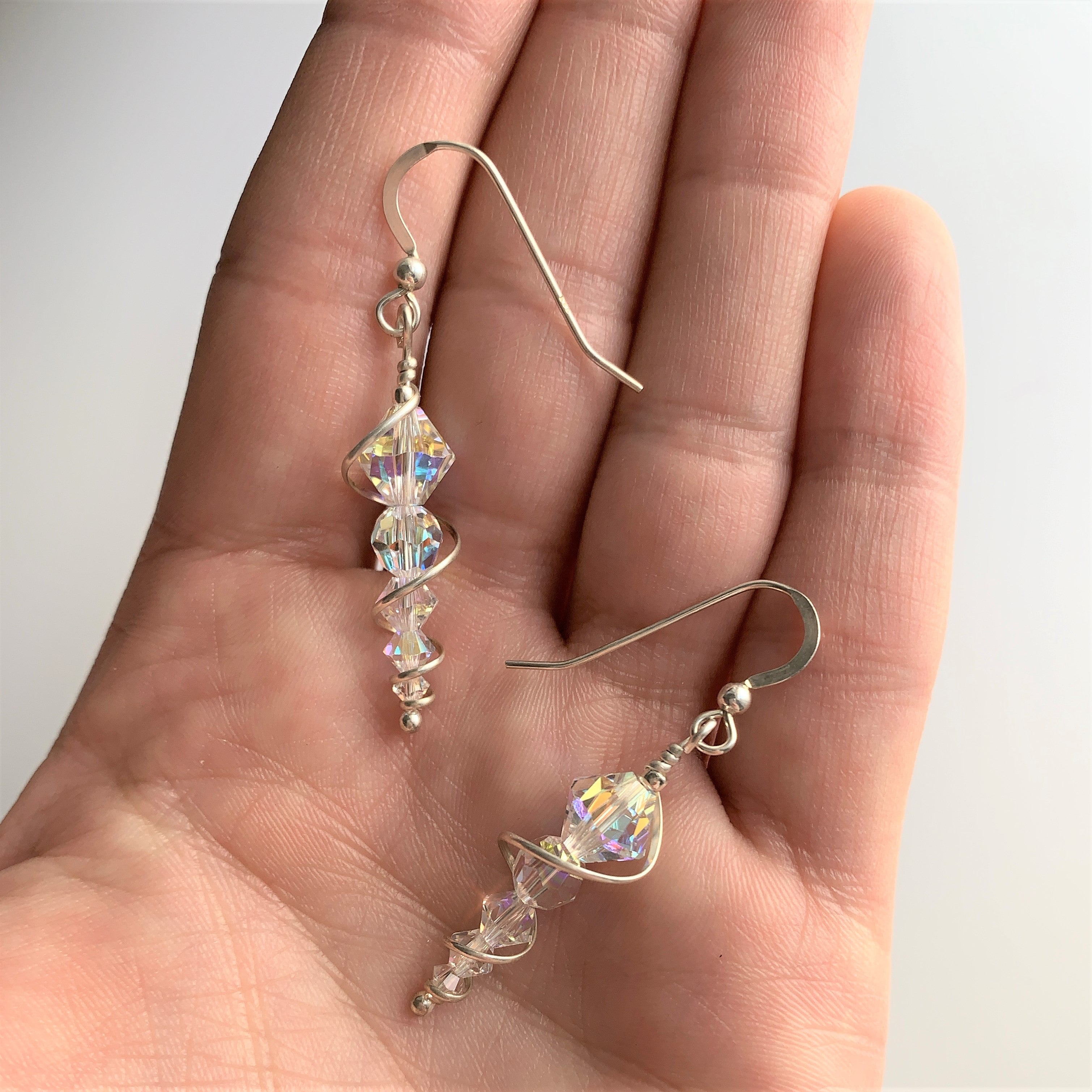 925 Sterling Icicle Drop Earrings Created with Crystals