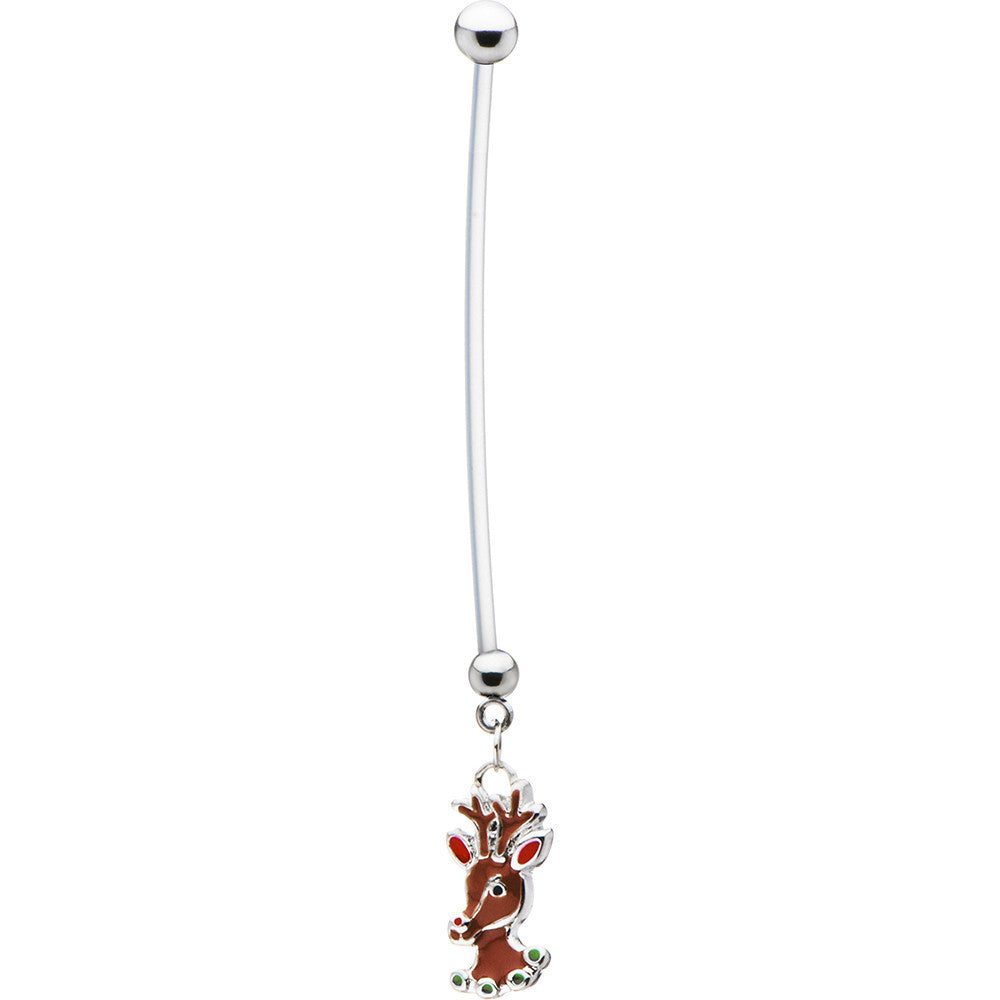 Stainless Steel Holiday Reindeer Pregnant Belly Ring