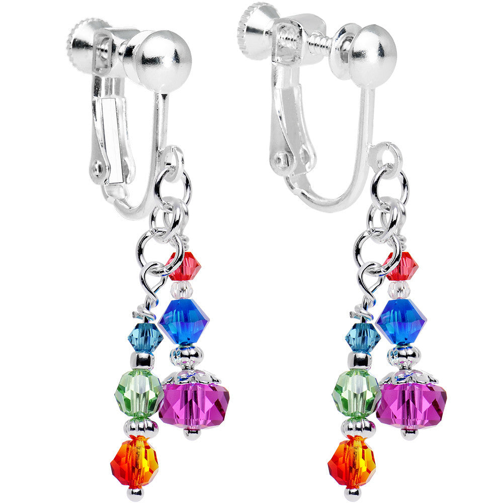 Handcrafted Glistening Crystal Clip Earrings