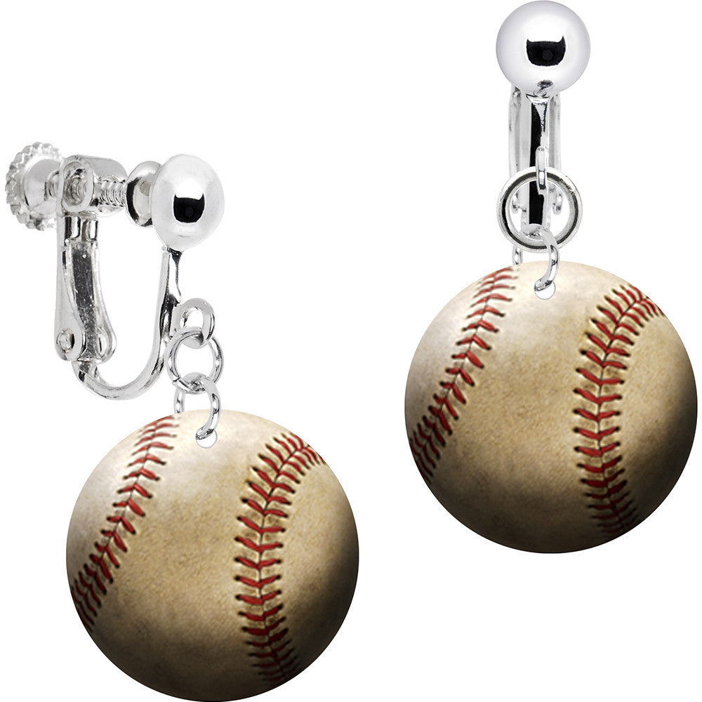 Sports Baseball Clip Earrings