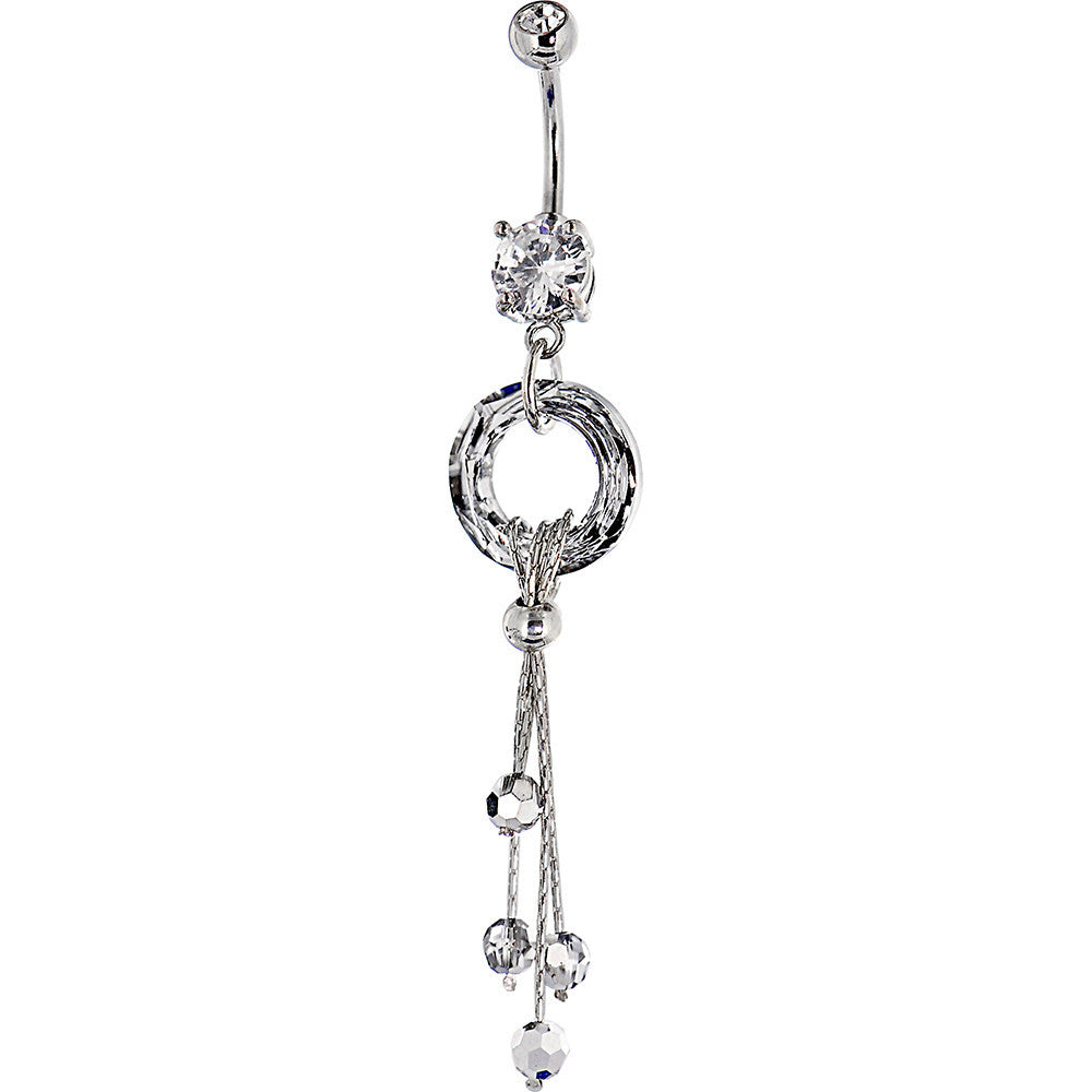 Modish Circular Cosmic Drop Belly Ring Created with Cystals