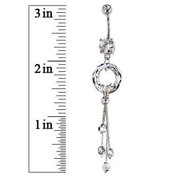 Modish Circular Cosmic Drop Belly Ring Created with Cystals