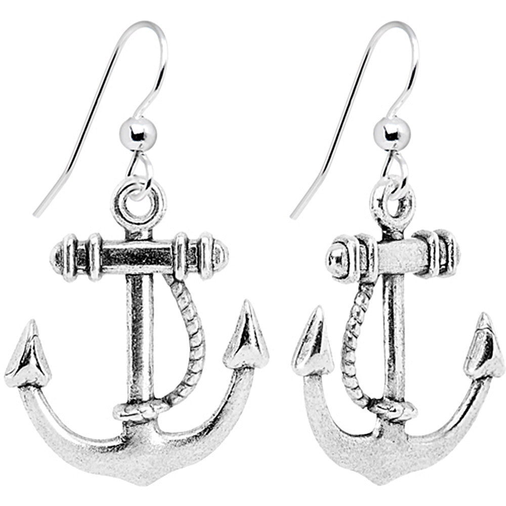 Nautical Anchor Dangle Earrings
