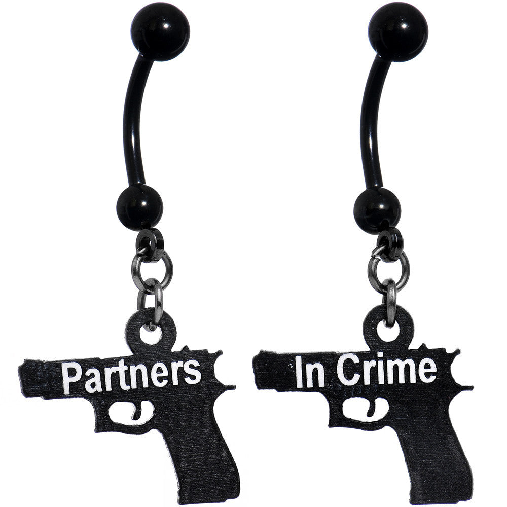 Handcrafted Partners in Crime Best Friends Dangle Belly Rings