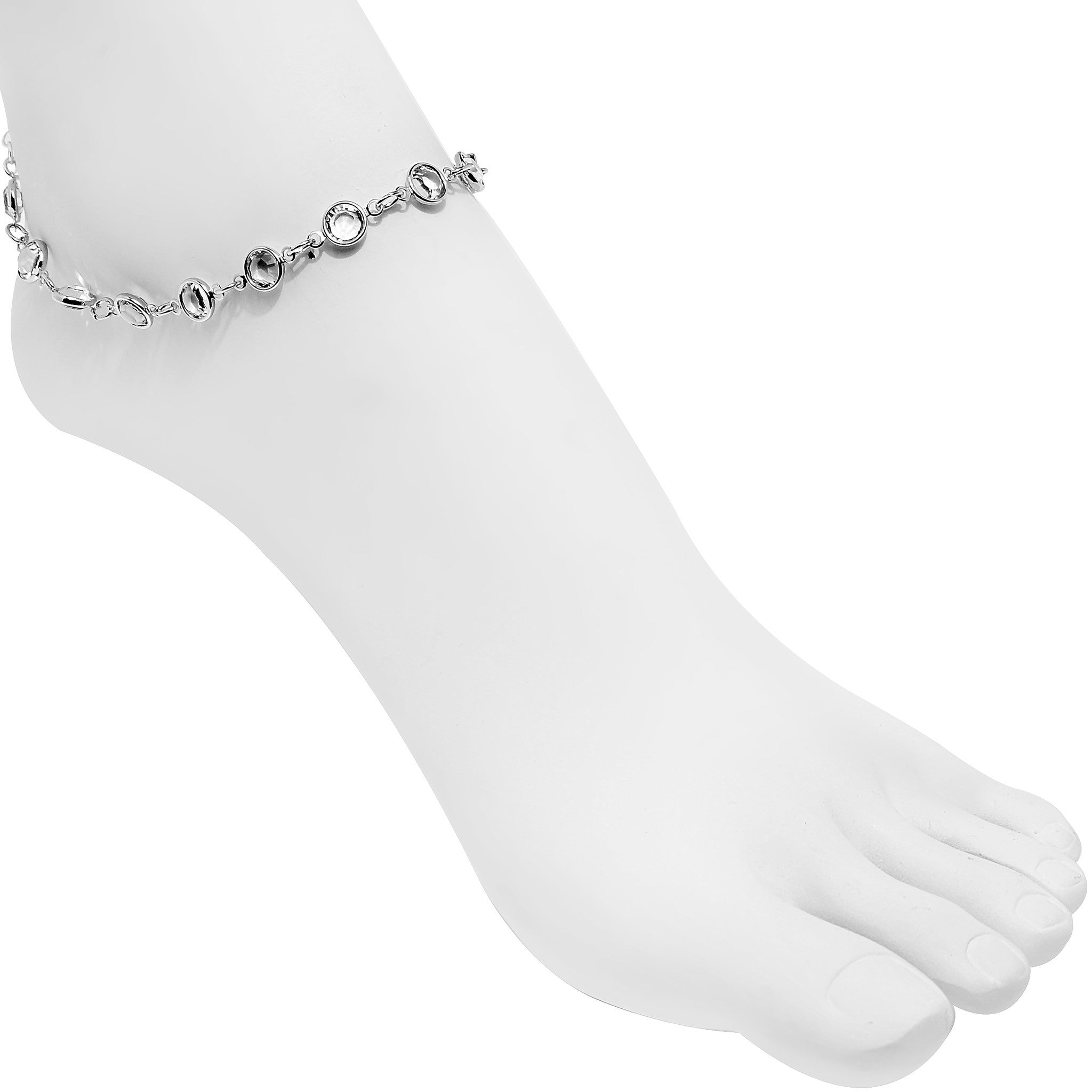 Handmade Clear Gem Ankle Bracelet Created with Crystals