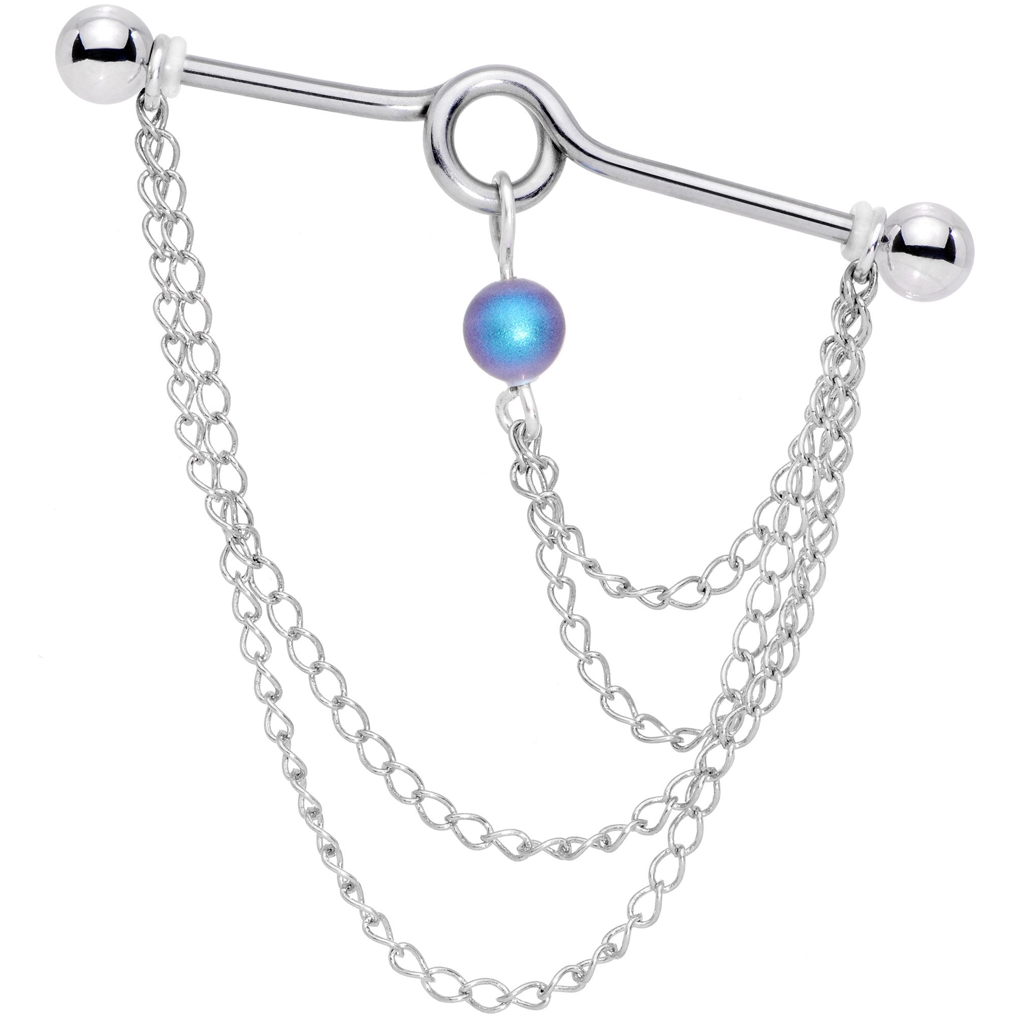 Tri Chain Industrial Barbell Created with Crystals