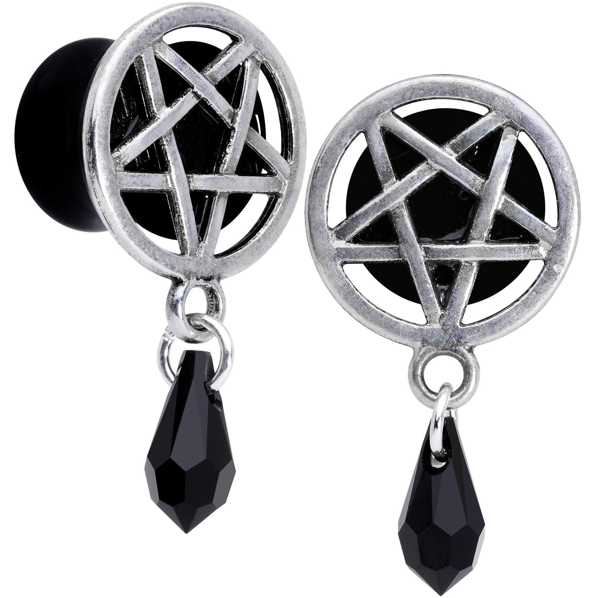 Pentagram Saddle Plug Set Created with Crystals 00G to 19mm