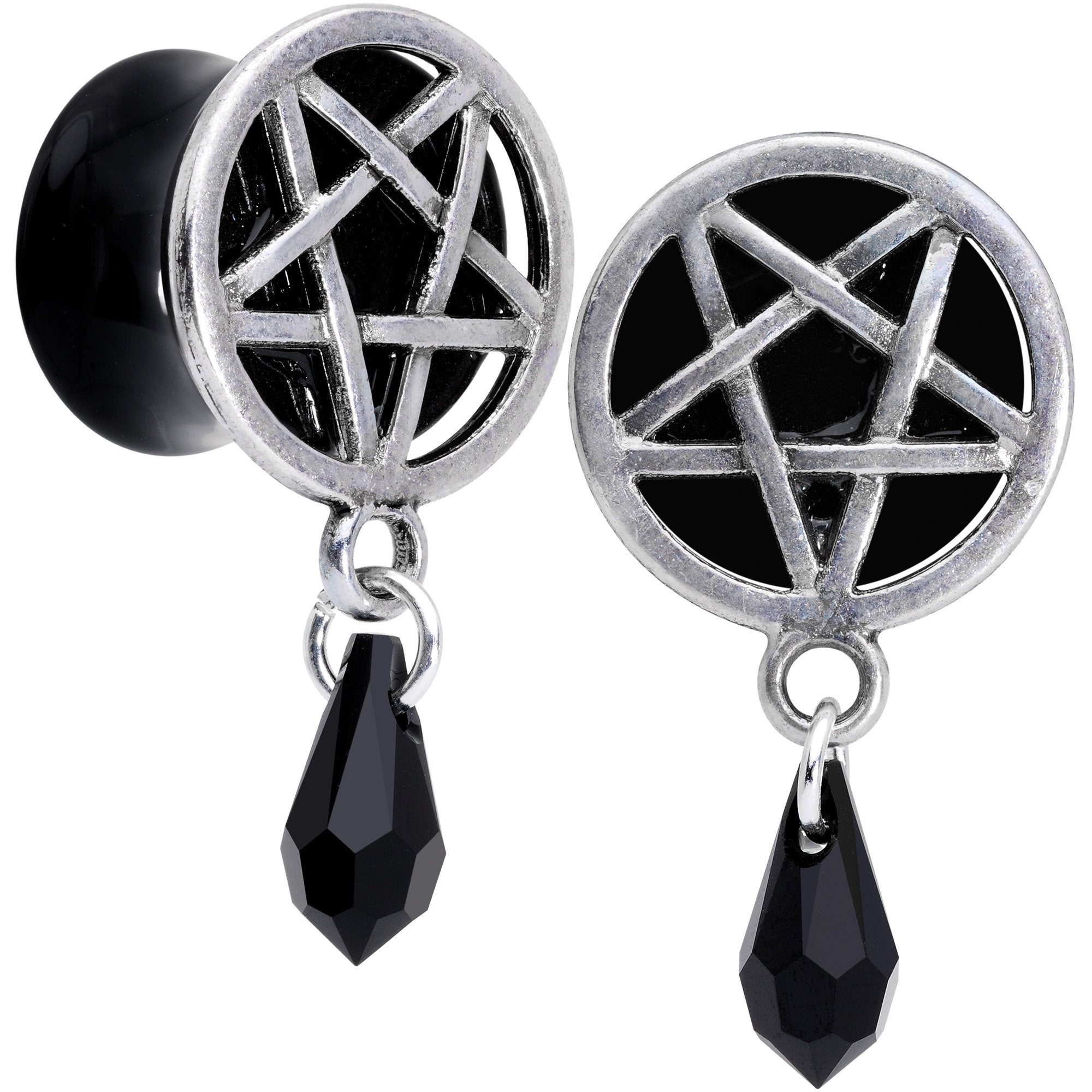 Pentagram Saddle Plug Set Created with Crystals 00G to 19mm