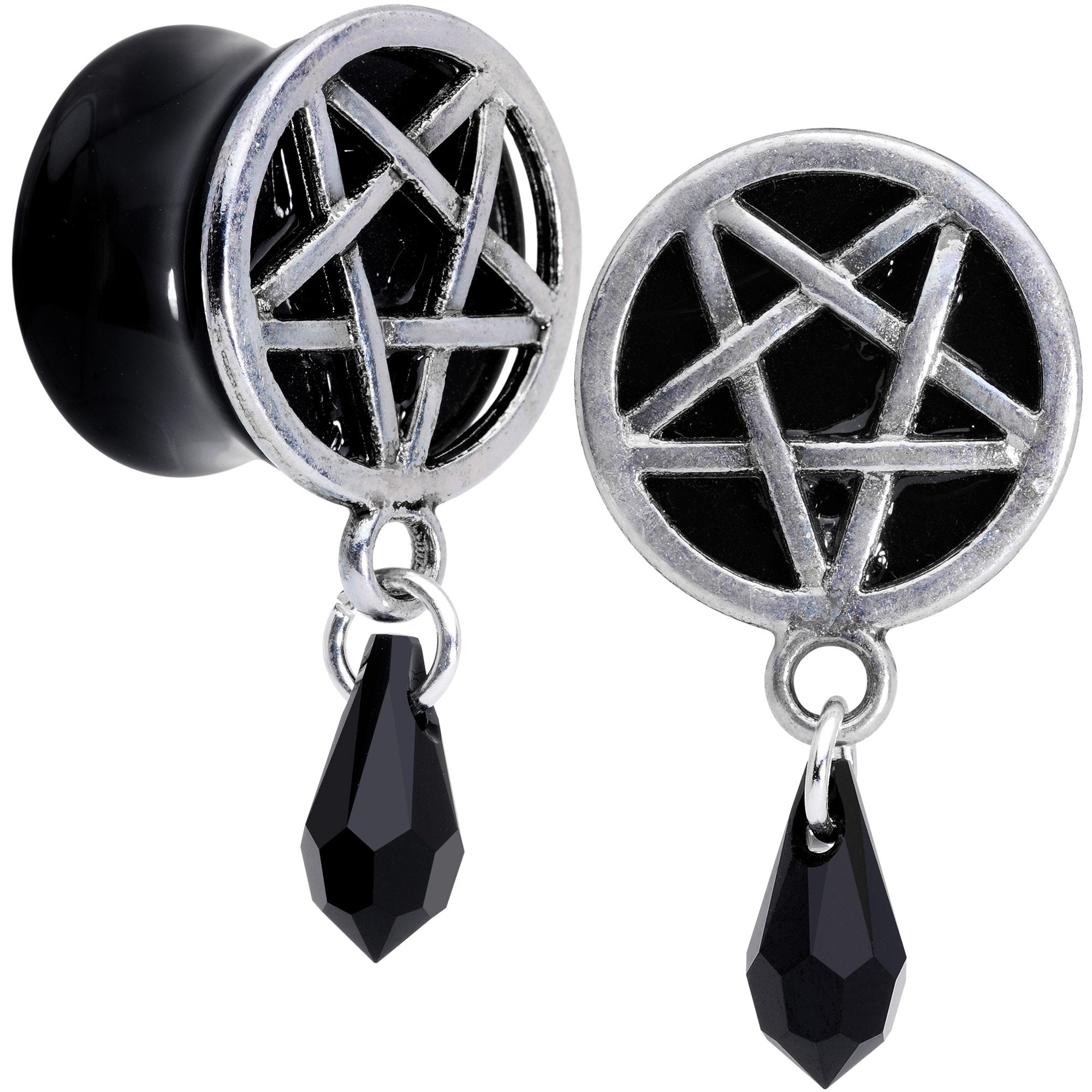 Pentagram Saddle Plug Set Created with Crystals 00G to 19mm