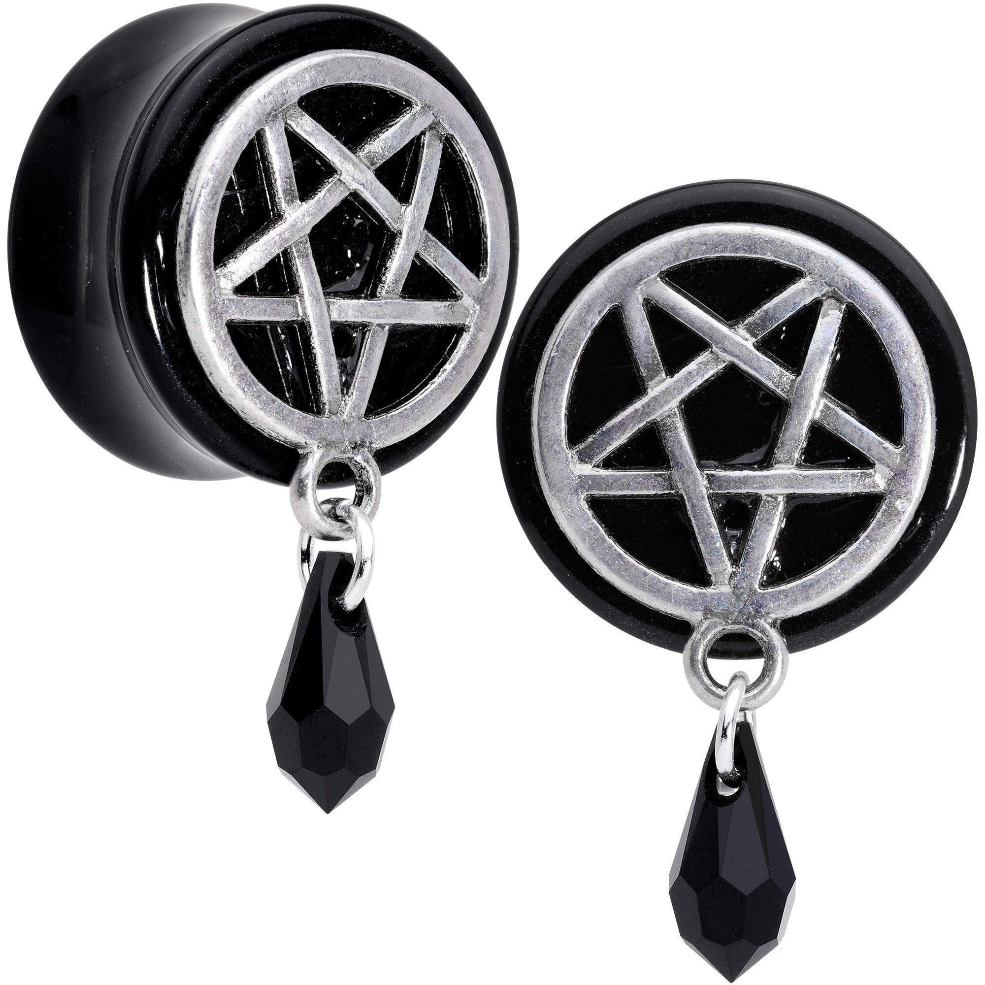 Pentagram Saddle Plug Set Created with Crystals 00G to 19mm