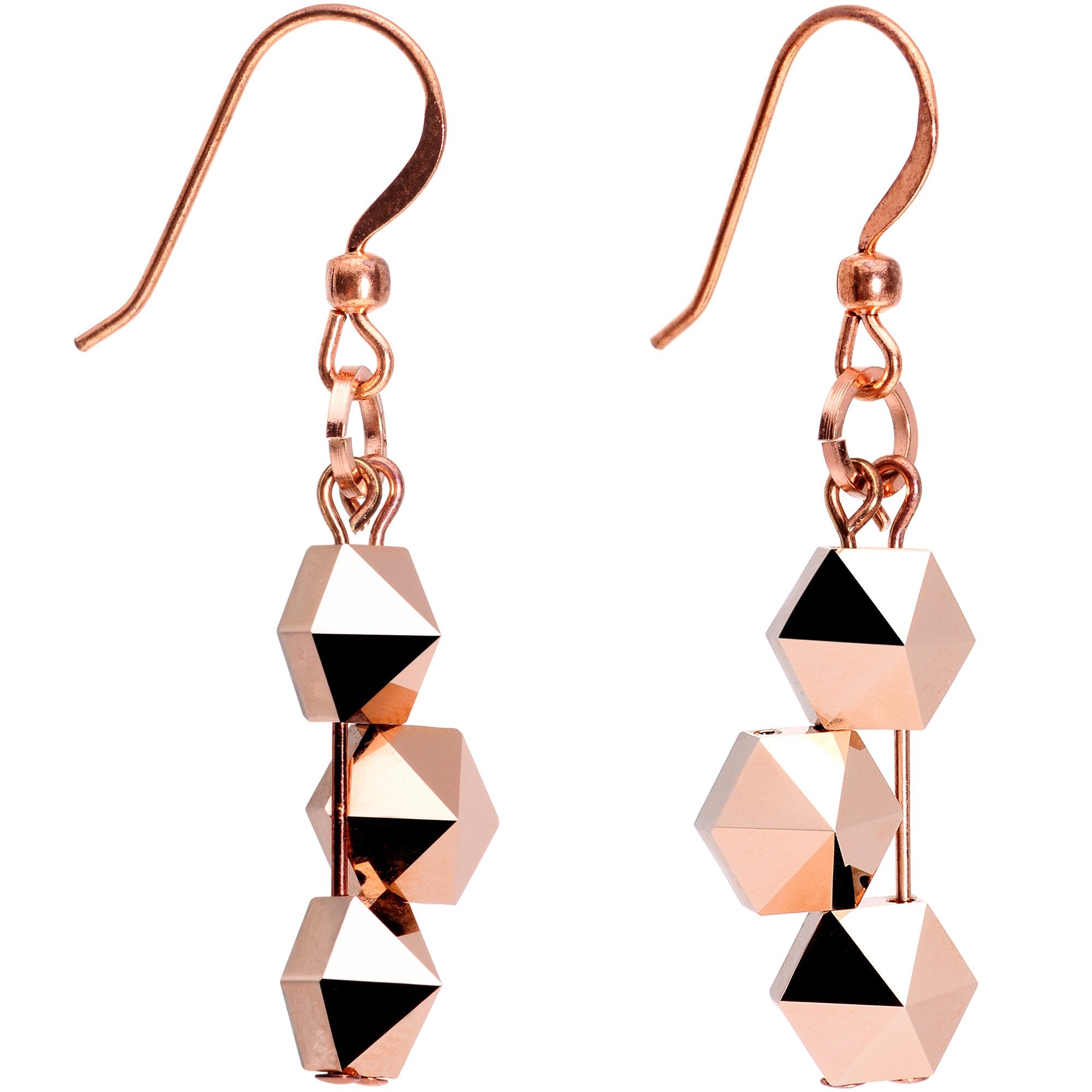 Handmade Blush Pyramid Earrings Created with Crystals
