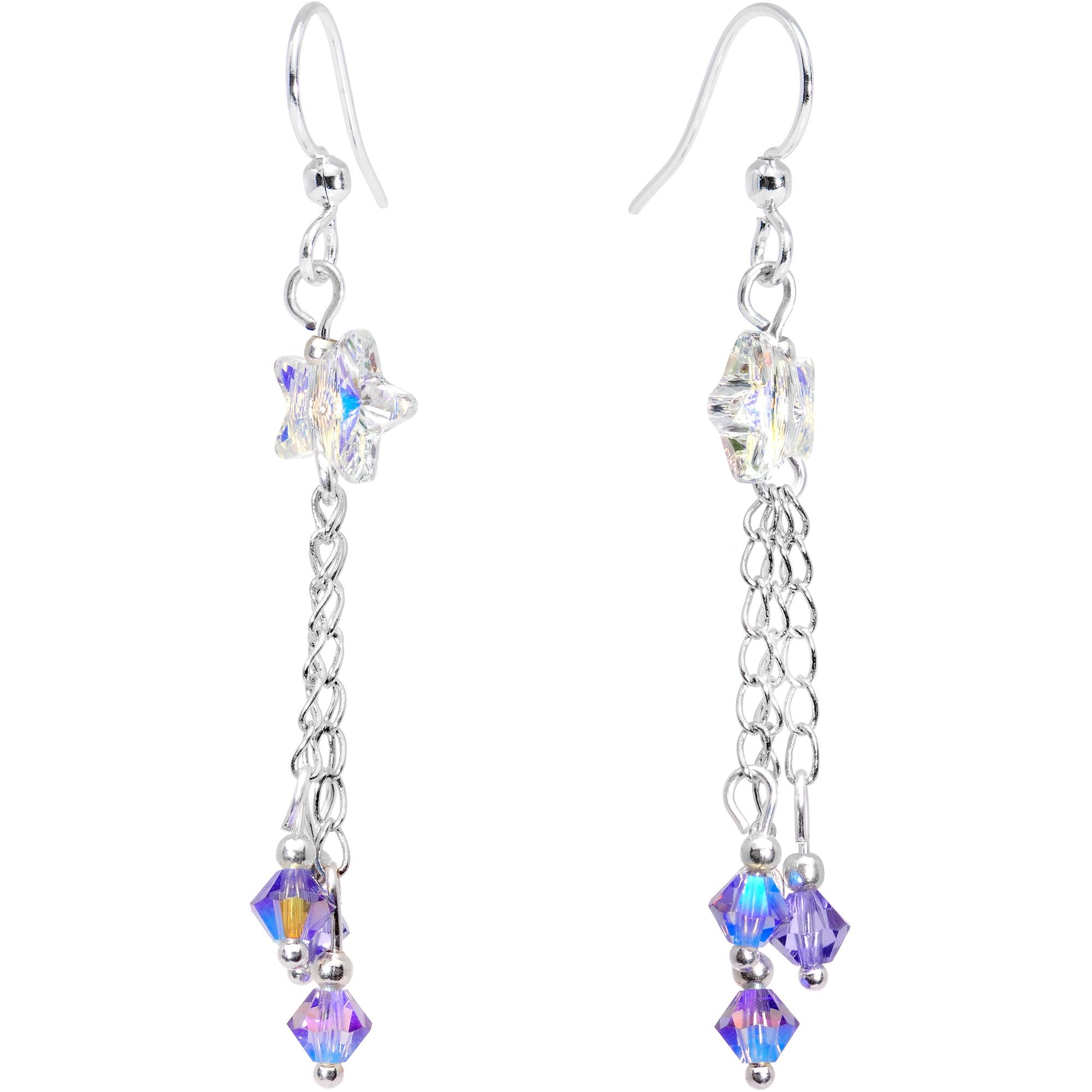Handcrafted Stardust Fishhook Earrings Created with Crystals