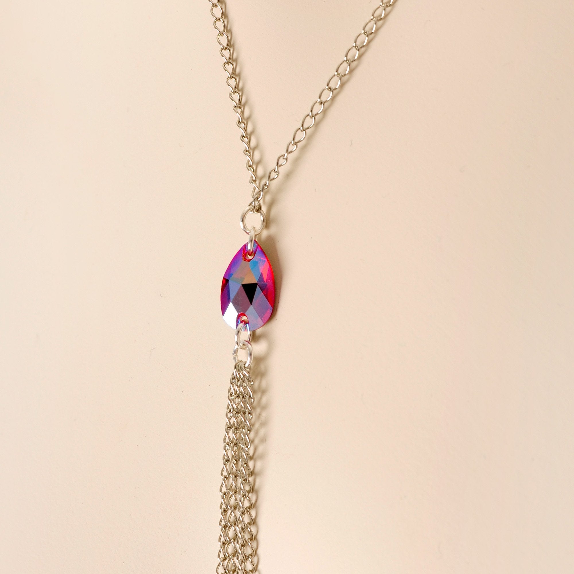 Rue Red Gem Necklace to Nipple Chain Created with Crystals