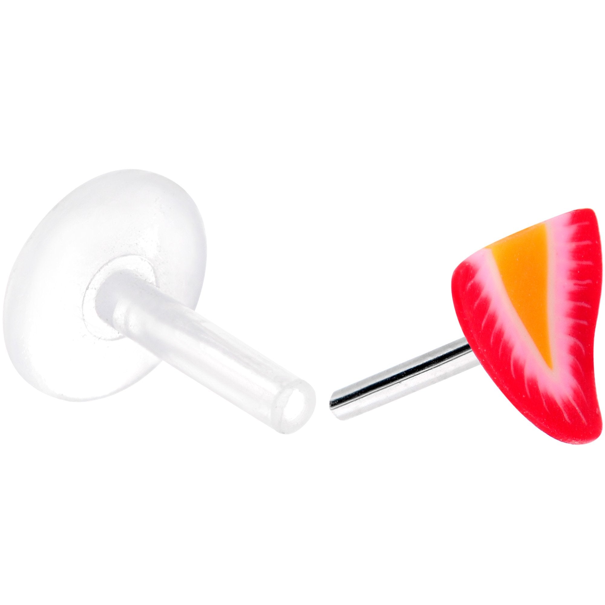 Handmade 1/4 5/16 Bioplast Red Strawberry Push In Cartilage Earring