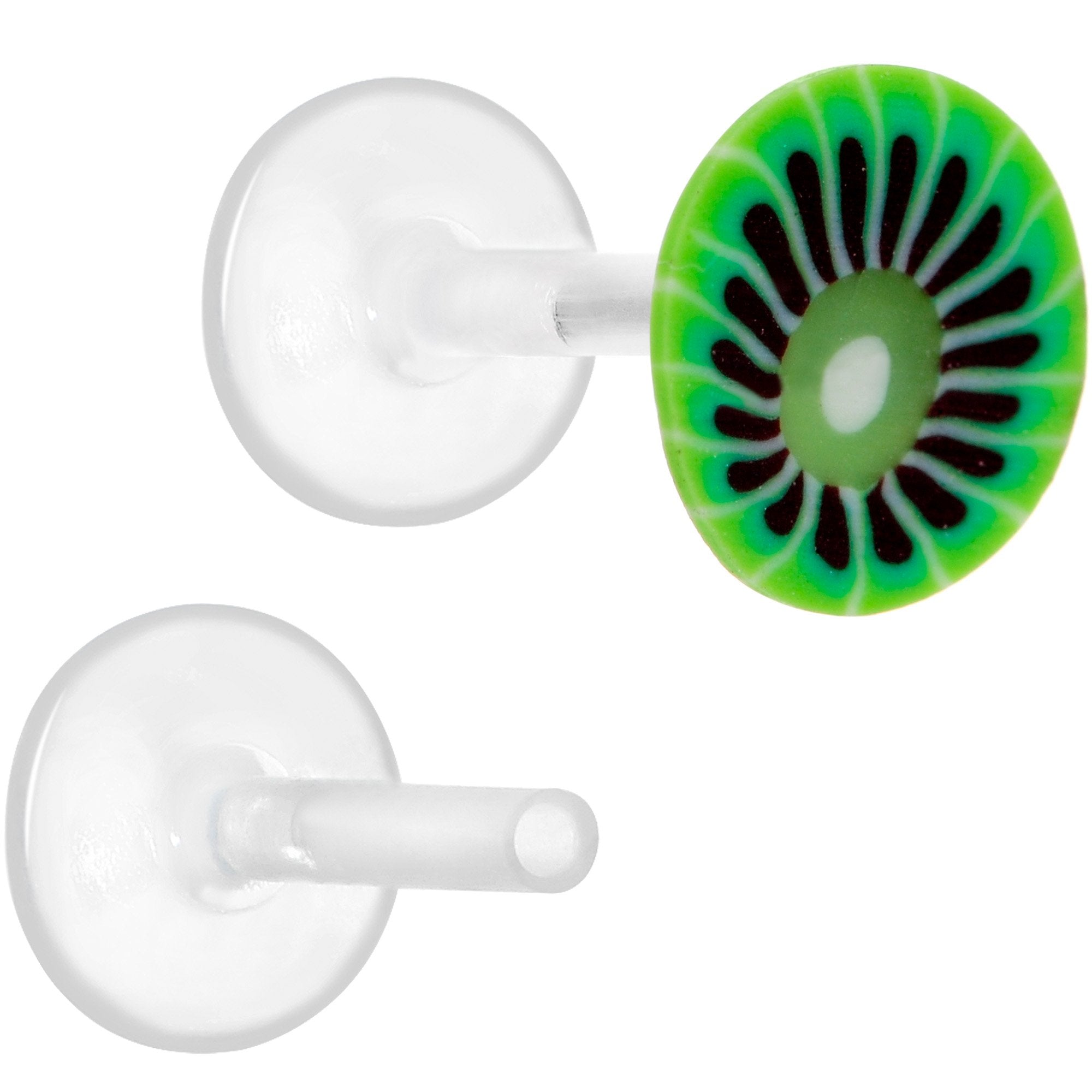 Handmade 1/4 5/16 Bioplast Green Kiwi Push In Cartilage Earring