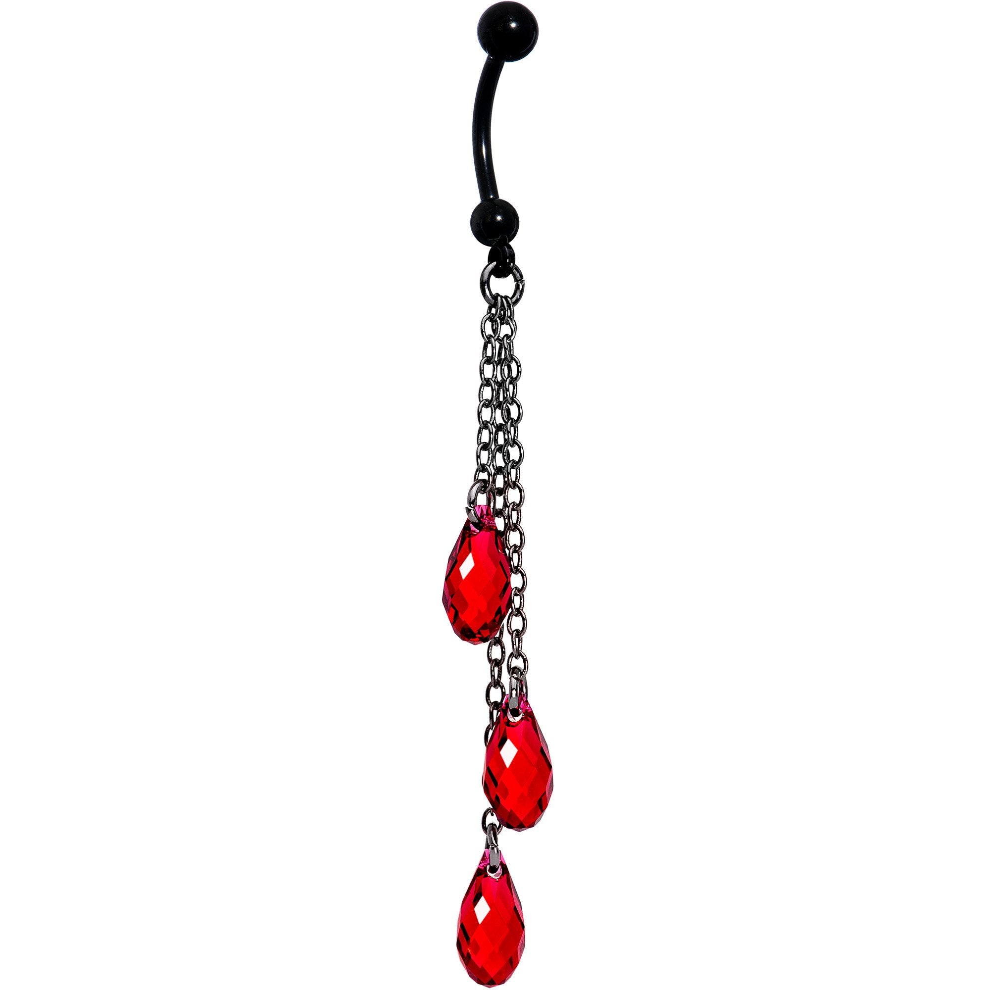 Handcrafted Vampire Drop Belly Ring Created with Crystals
