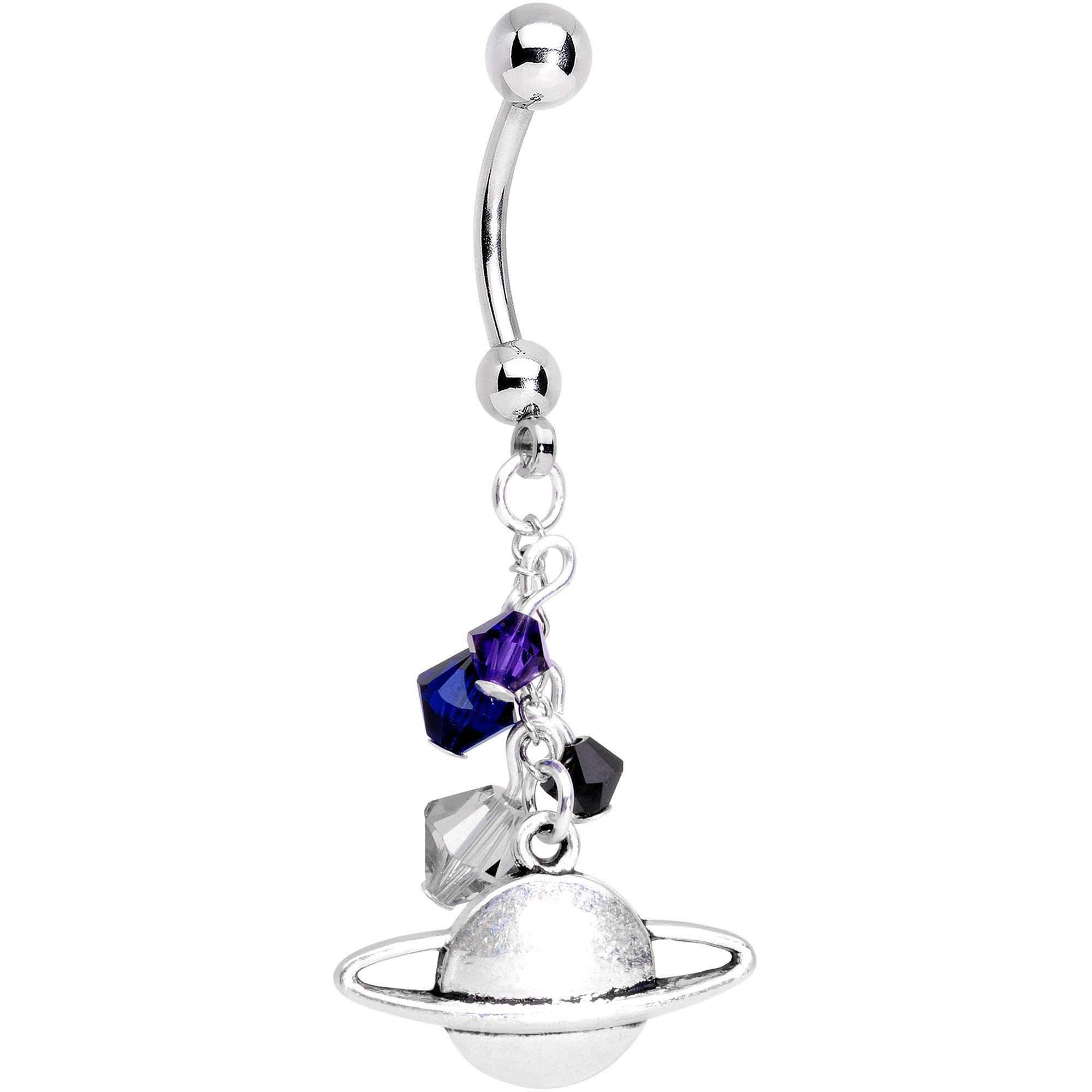 Handmade Moons of Saturn Belly Ring Created with Crystals
