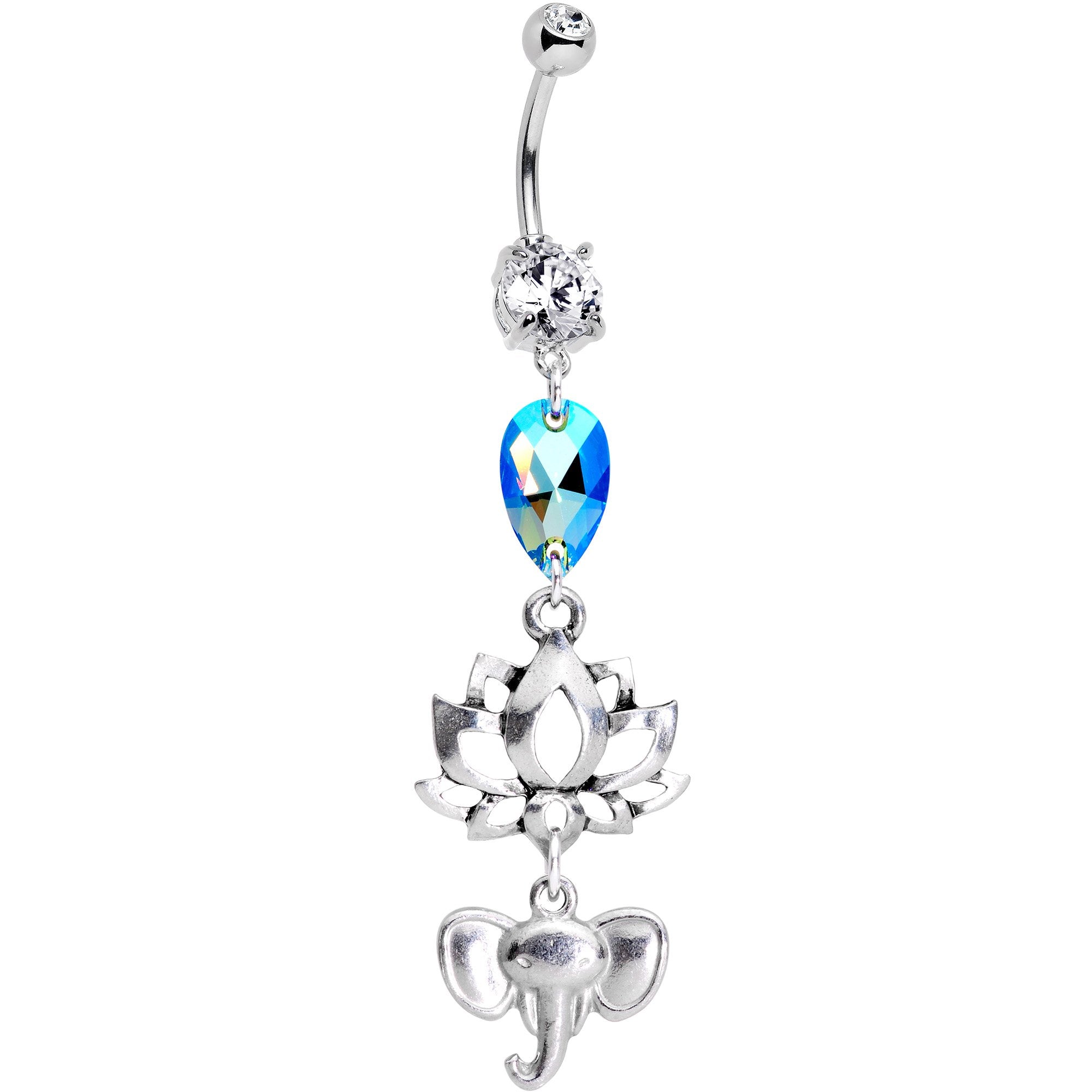 Handmade Zen Spirit Dangle Belly Ring Created with Crystals