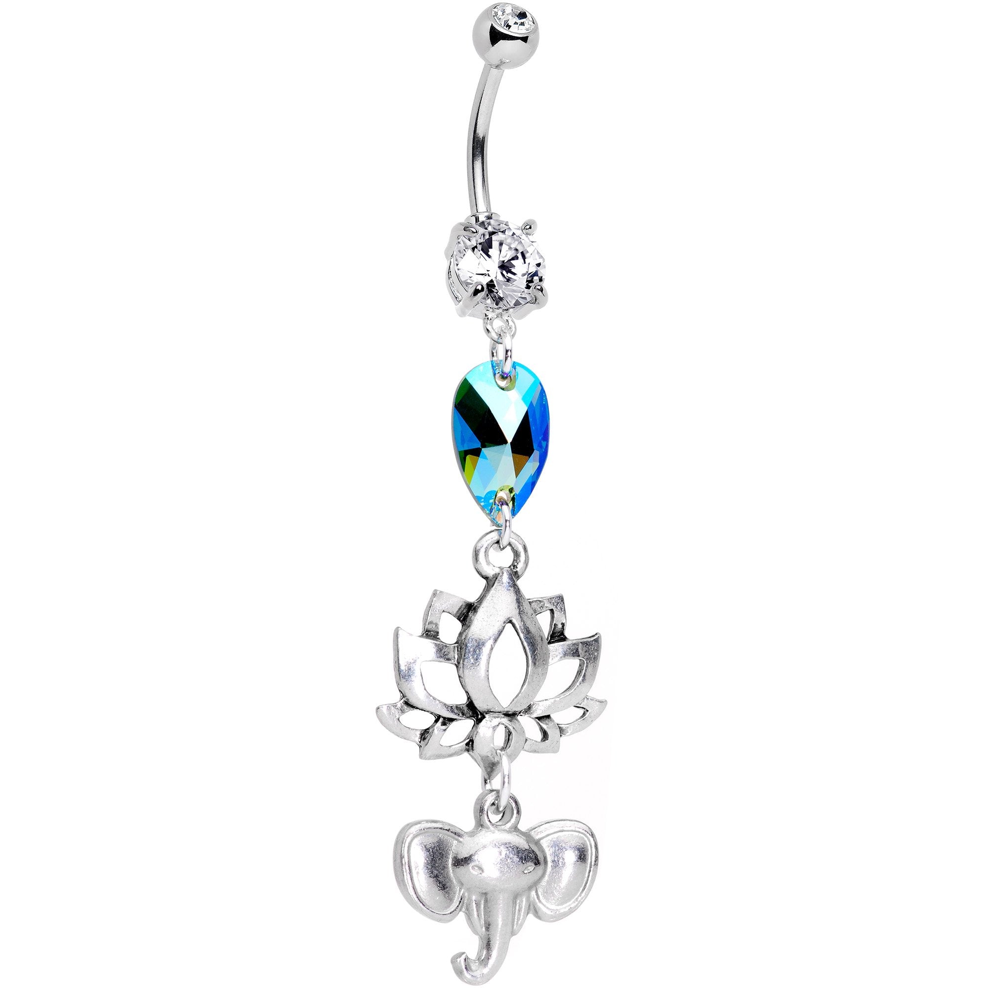 Handmade Zen Spirit Dangle Belly Ring Created with Crystals