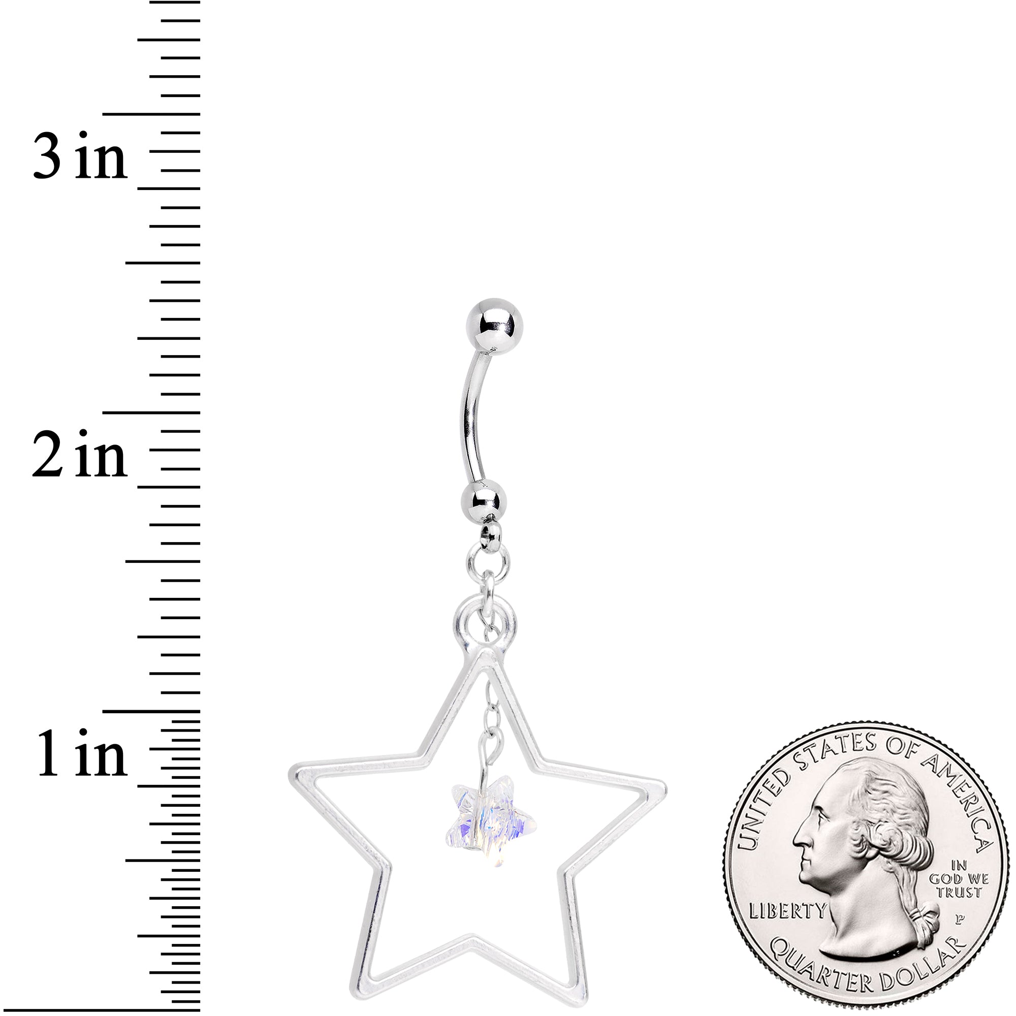 Handmade Starlight Dangle Belly Ring Created with Crystals
