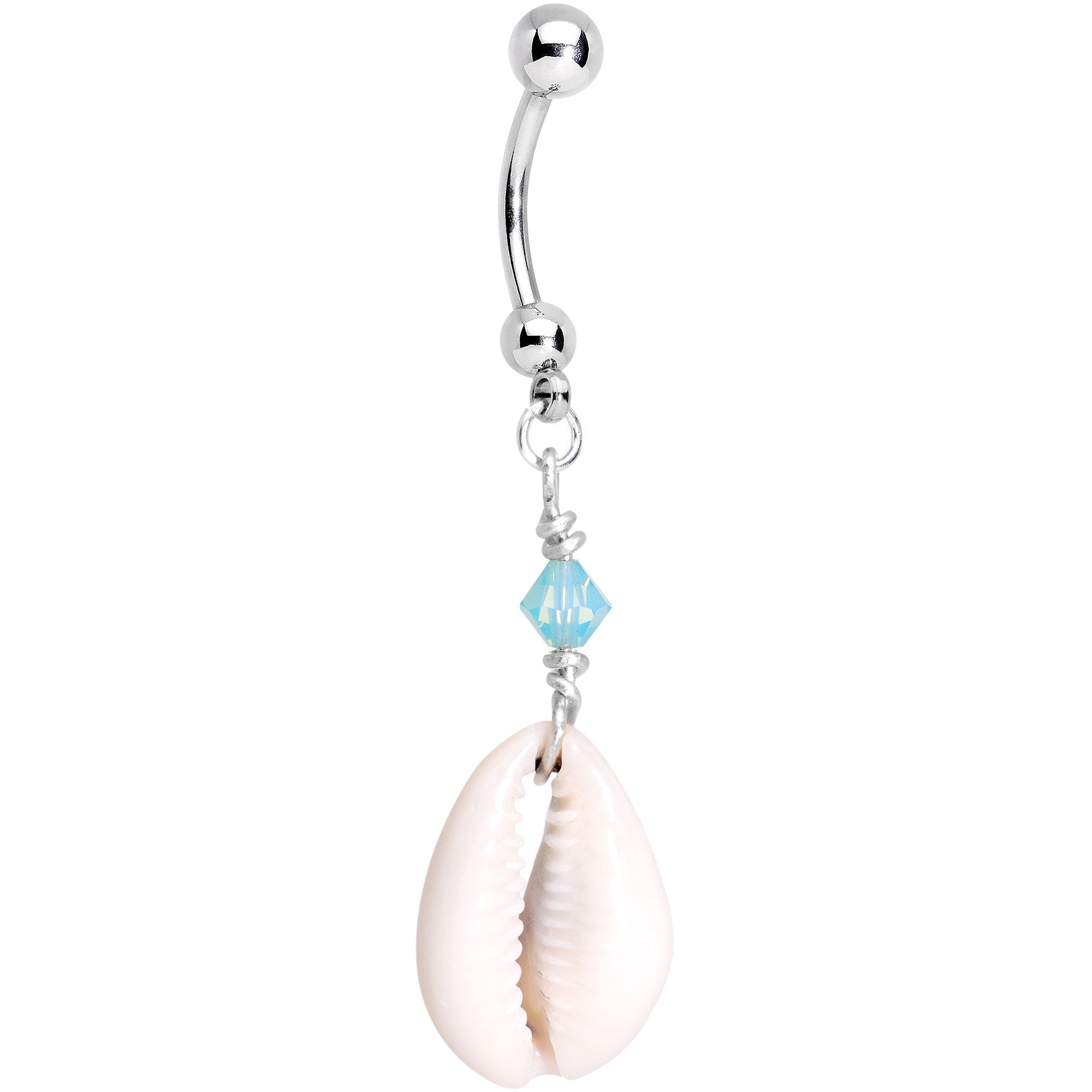 Puka Shell Reversible Belly Ring Created with Crystals