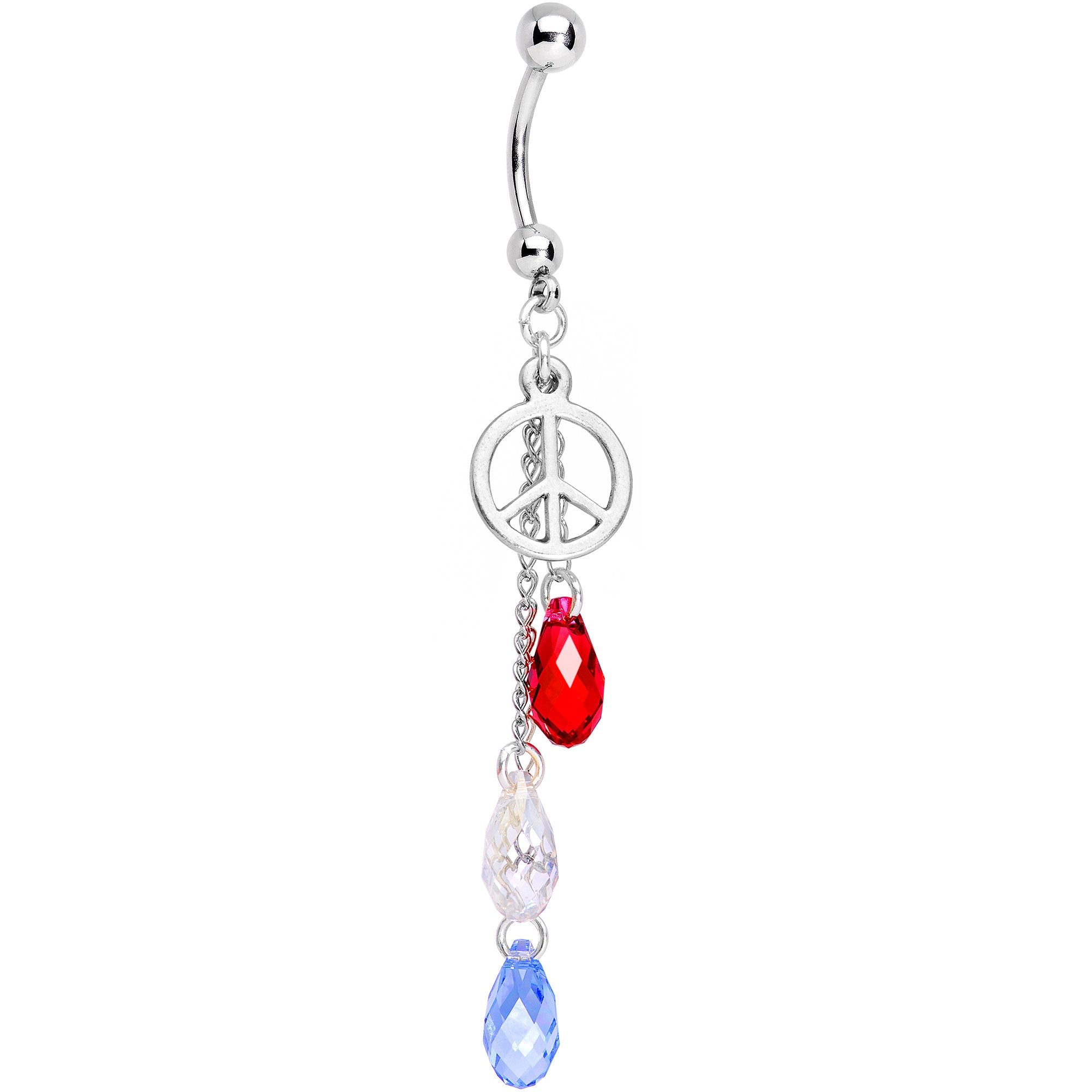 American Peace Reversible Belly Ring Created with Crystals